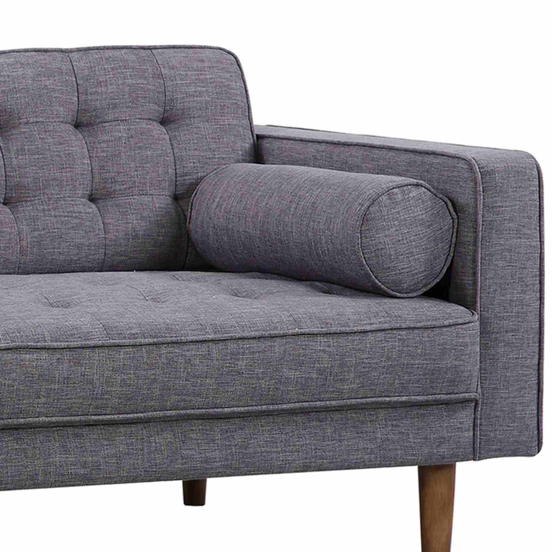 Element Mid-Century Modern Loveseat in Dark Gray Linen and Walnut Legs - Image 4