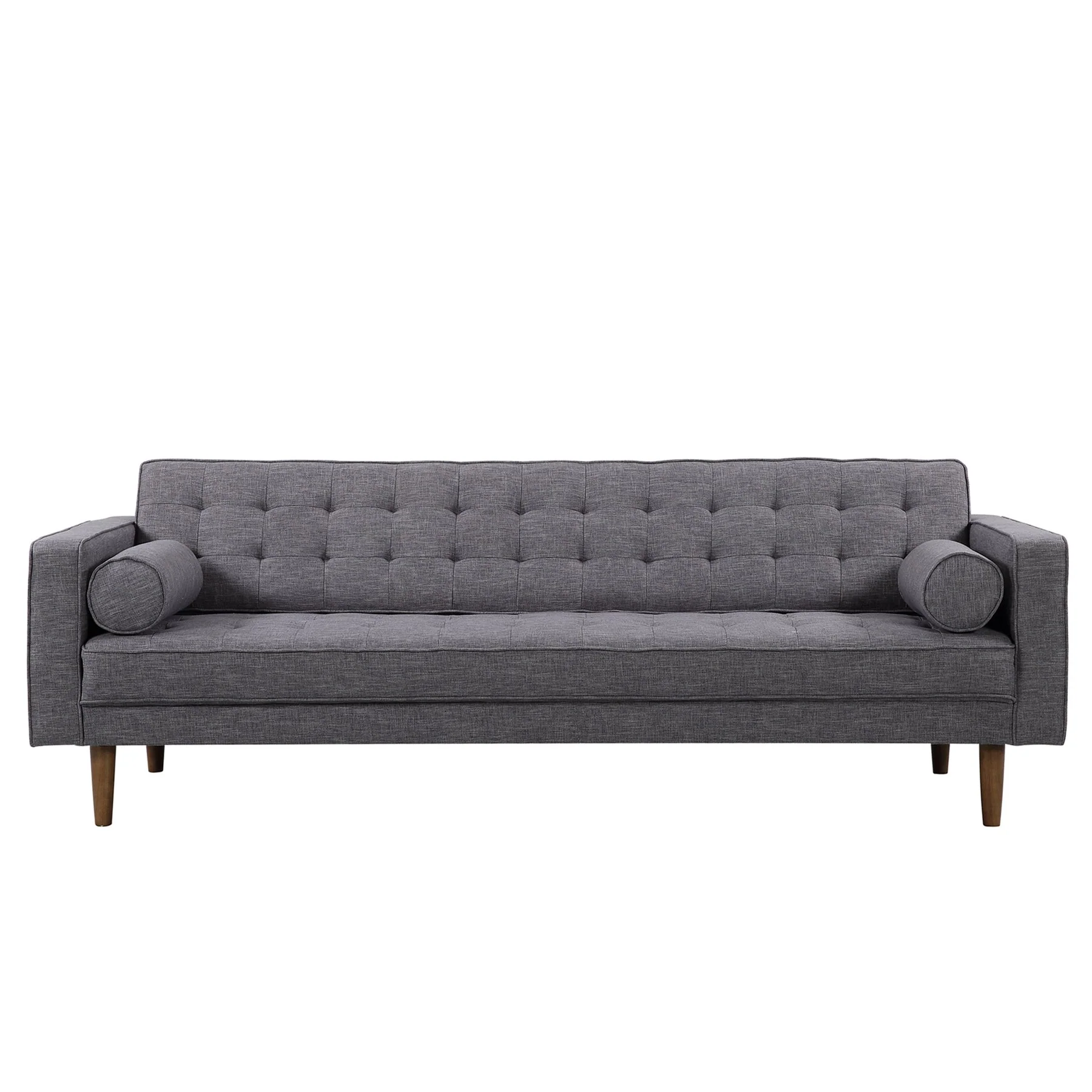 Element Mid-Century Modern Sofa in Dark Gray Linen and Walnut Legs - Image 2