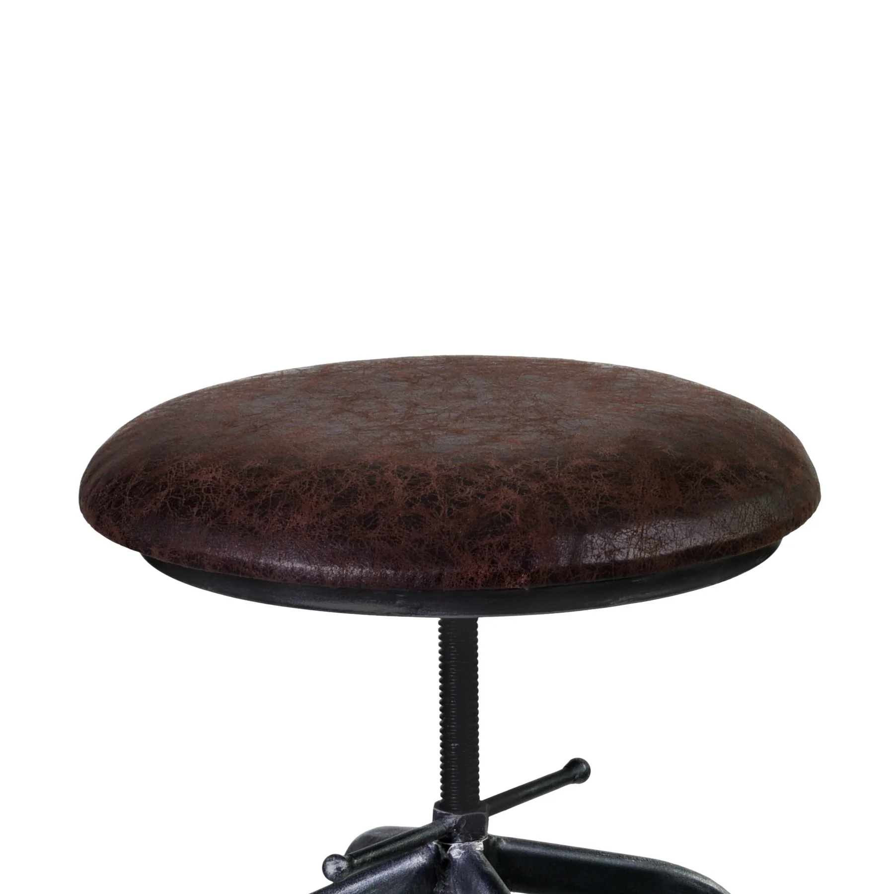 Elena Adjustable Barstool in Industrial Gray Finish with Brown Fabric Seat - Image 2