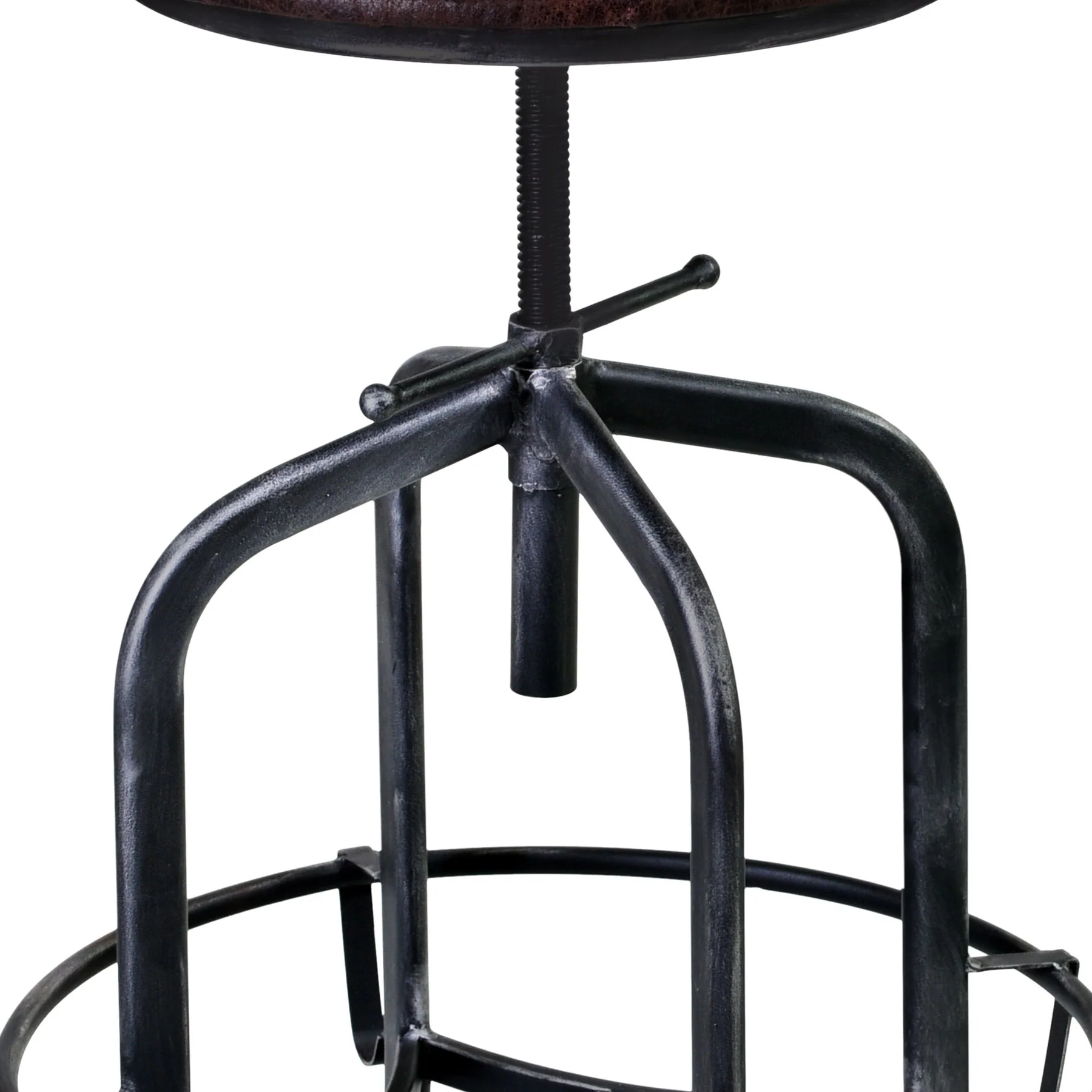 Elena Adjustable Barstool in Industrial Gray Finish with Brown Fabric Seat - Image 3