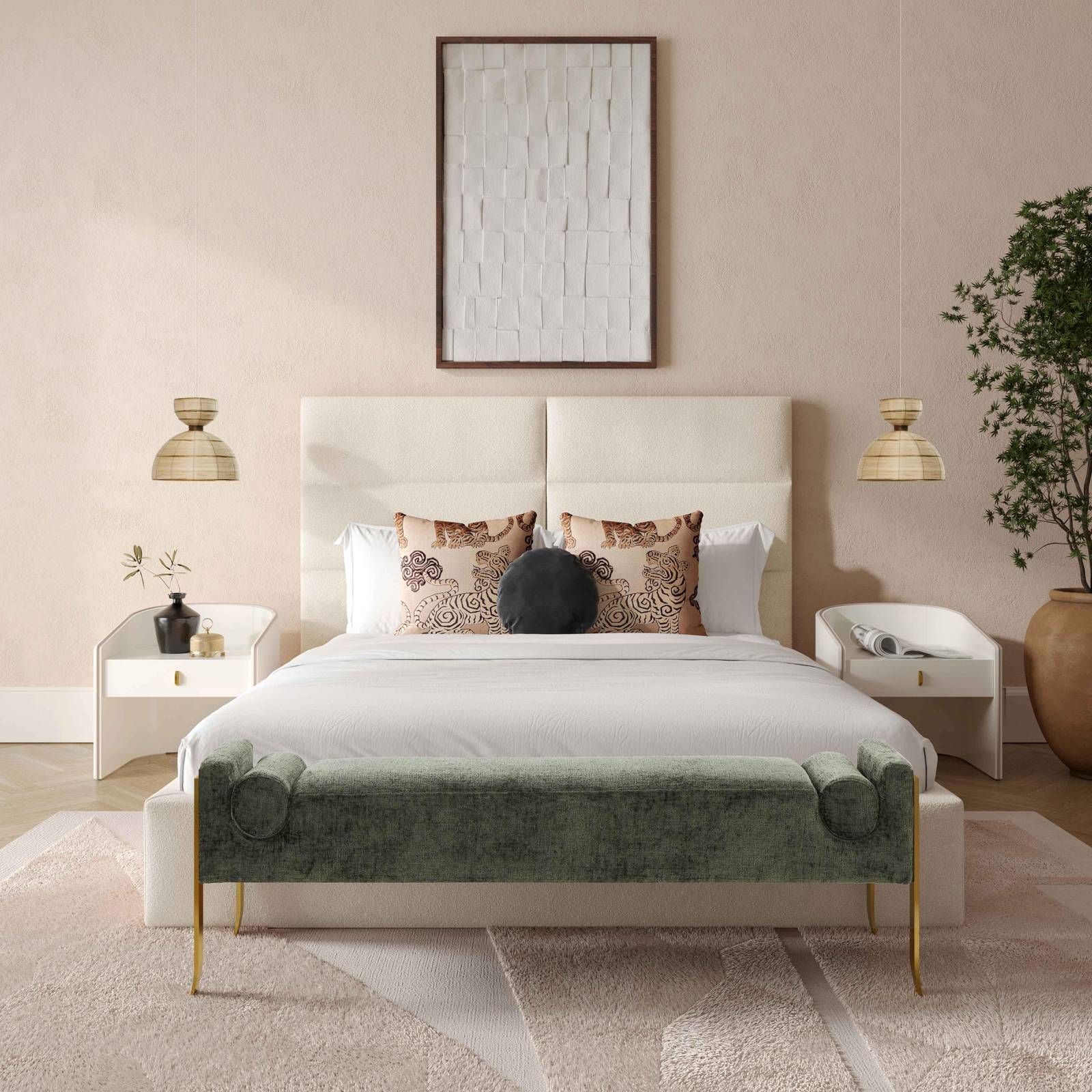 Eliana Cream Boucle King Bed - Image 2
