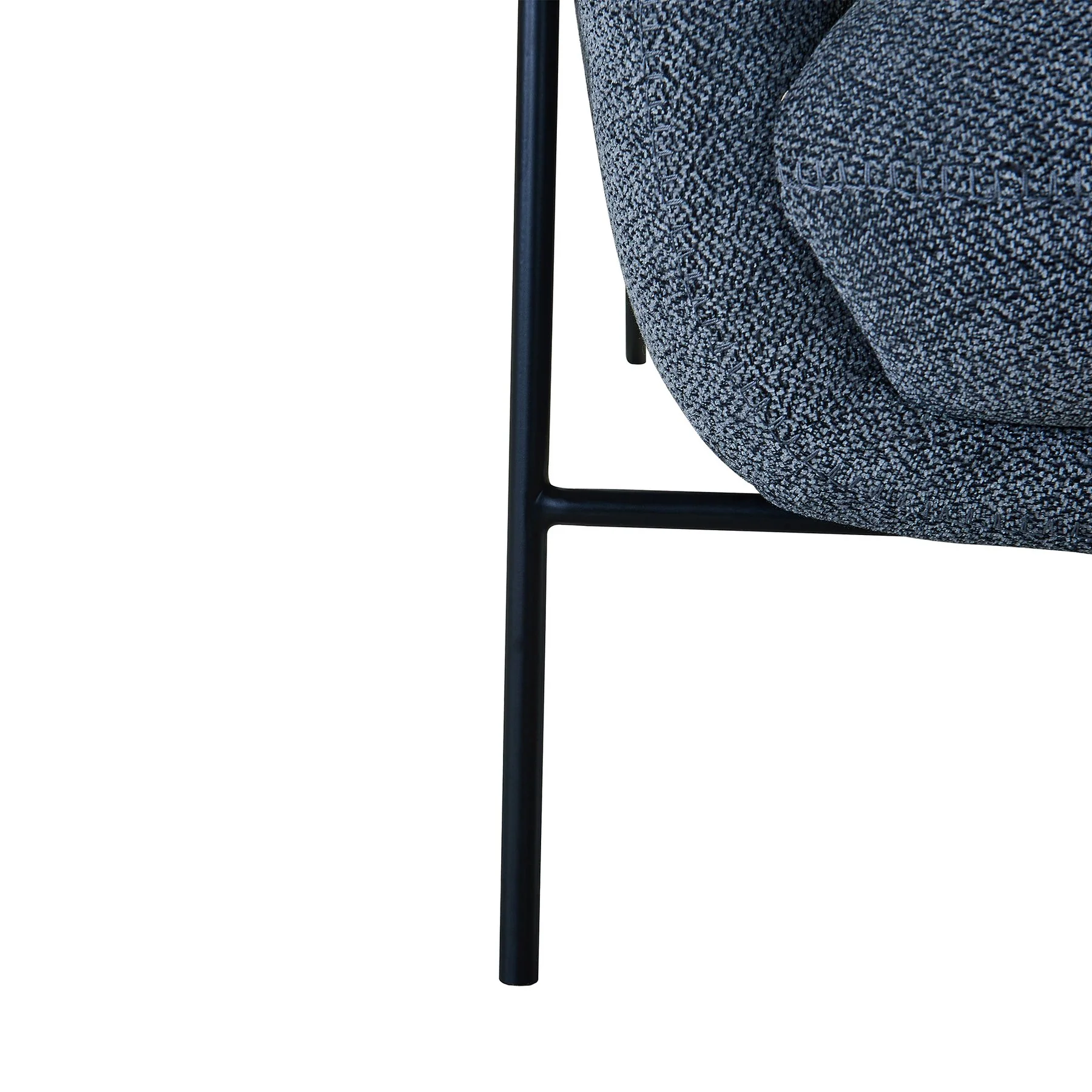 Elie Contemporary Accent Chair in Black Metal Finish and Pewter Fabric - Image 4