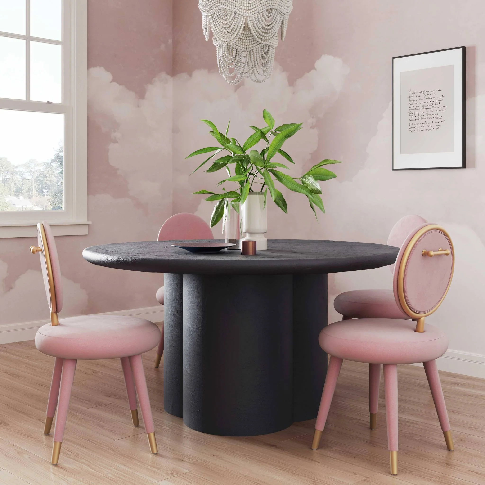 Elika Black Faux Plaster Round Dining Table - Image 2