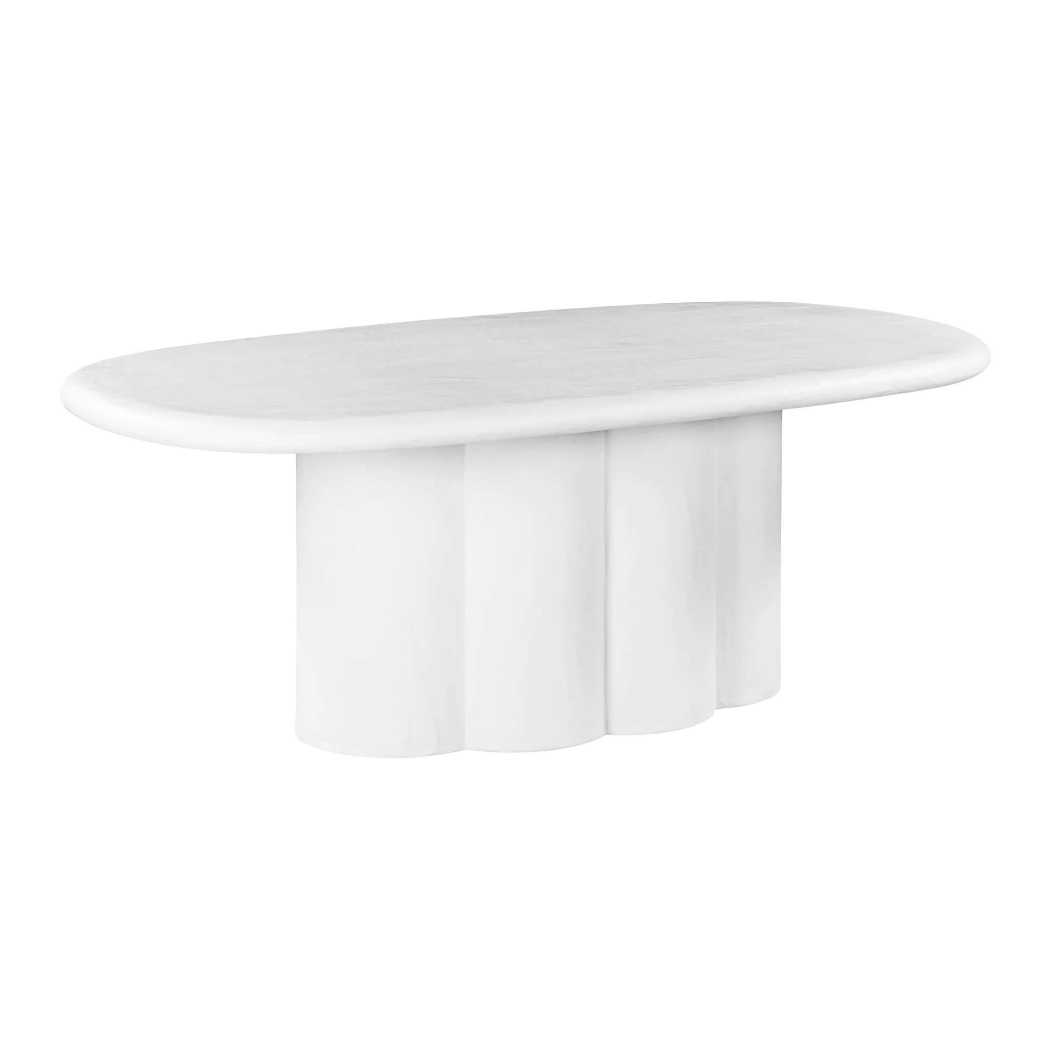Elika White Faux Plaster Oval Dining Table - Image 3