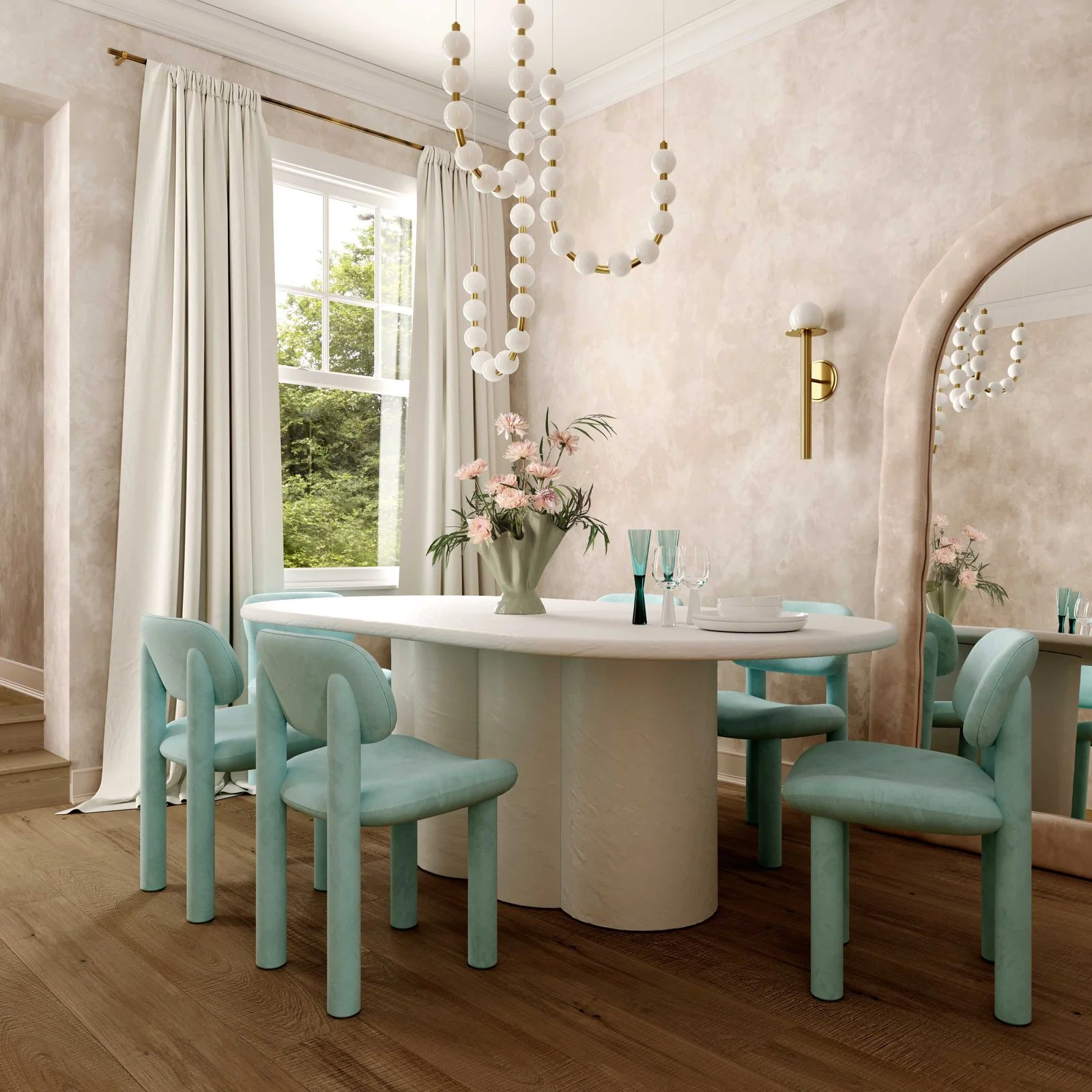 Elise Pale Blue Performance Velvet Dining Chair - Image 2