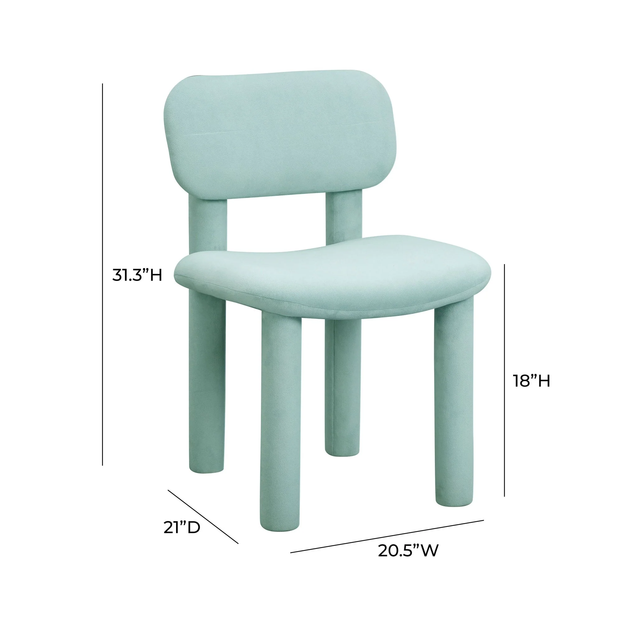 Elise Pale Blue Performance Velvet Dining Chair - Image 6
