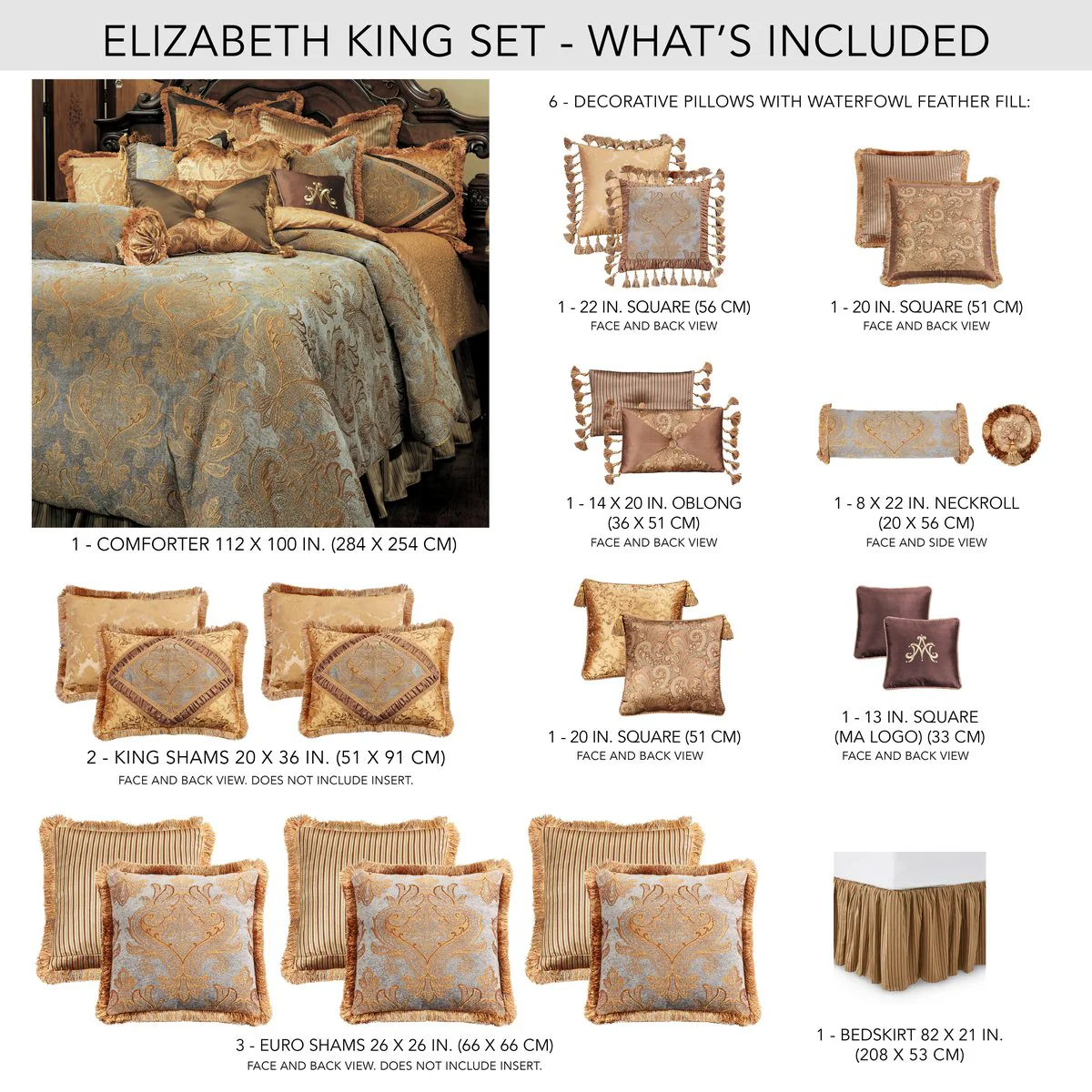 Elizabeth 13-Piece King Comforter Set - Aqua - Image 23