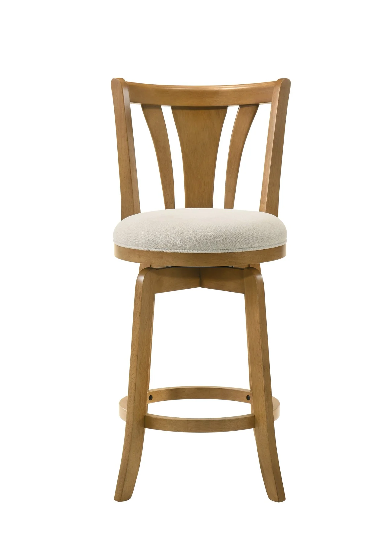 Elle 26 in. Amber Glow Counter Height Rubberwood Swivel Barstool with Ivory Fabric Seat - Image 2