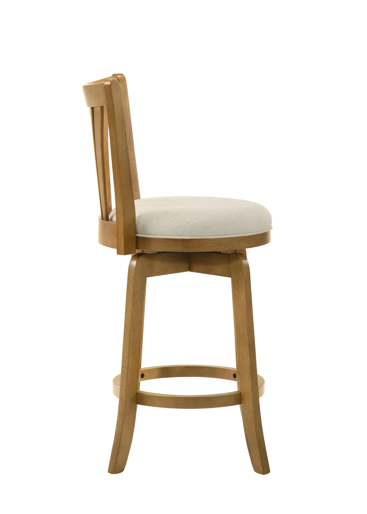 Elle 26 in. Amber Glow Counter Height Rubberwood Swivel Barstool with Ivory Fabric Seat - Image 4