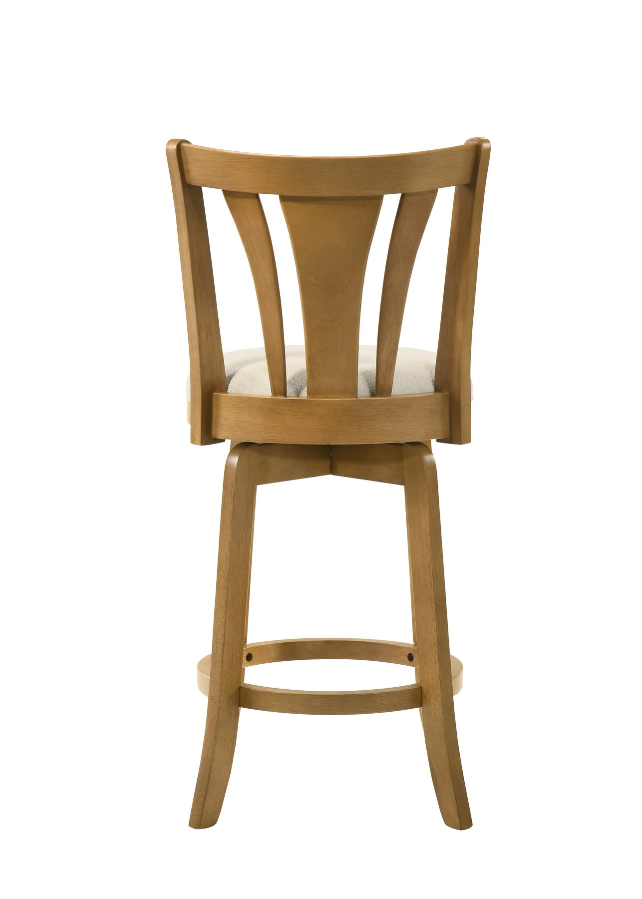 Elle 26 in. Amber Glow Counter Height Rubberwood Swivel Barstool with Ivory Fabric Seat - Image 5