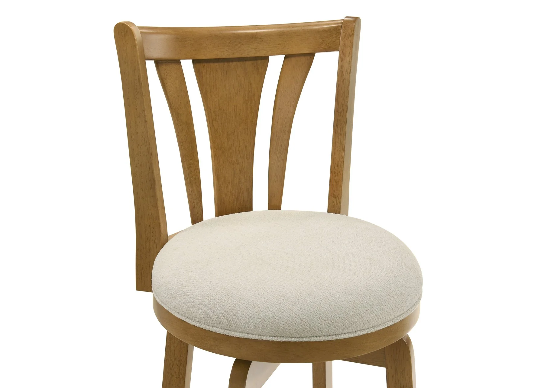 Elle 26 in. Amber Glow Counter Height Rubberwood Swivel Barstool with Ivory Fabric Seat - Image 6