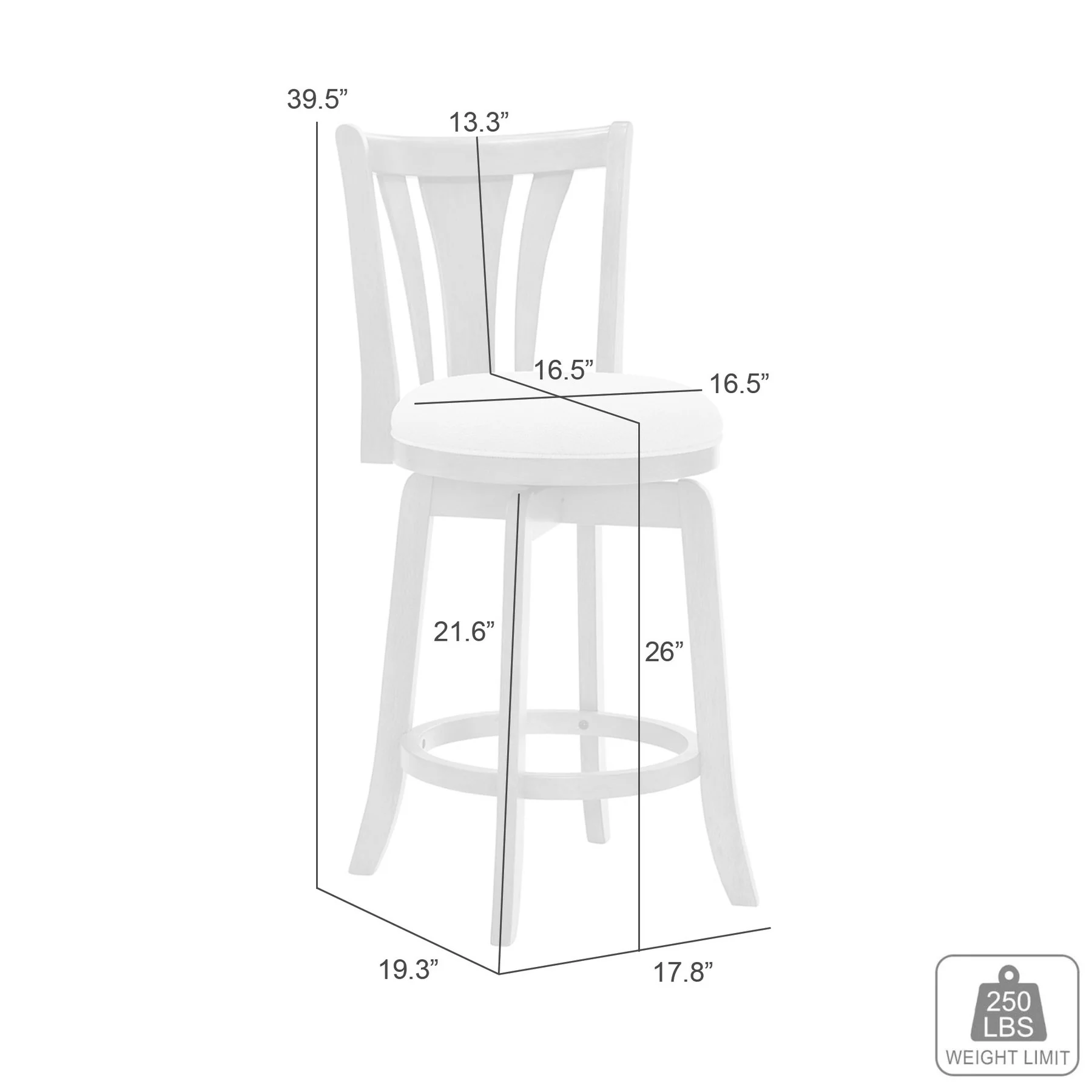 Elle 26 in. Amber Glow Counter Height Rubberwood Swivel Barstool with Ivory Fabric Seat - Image 9