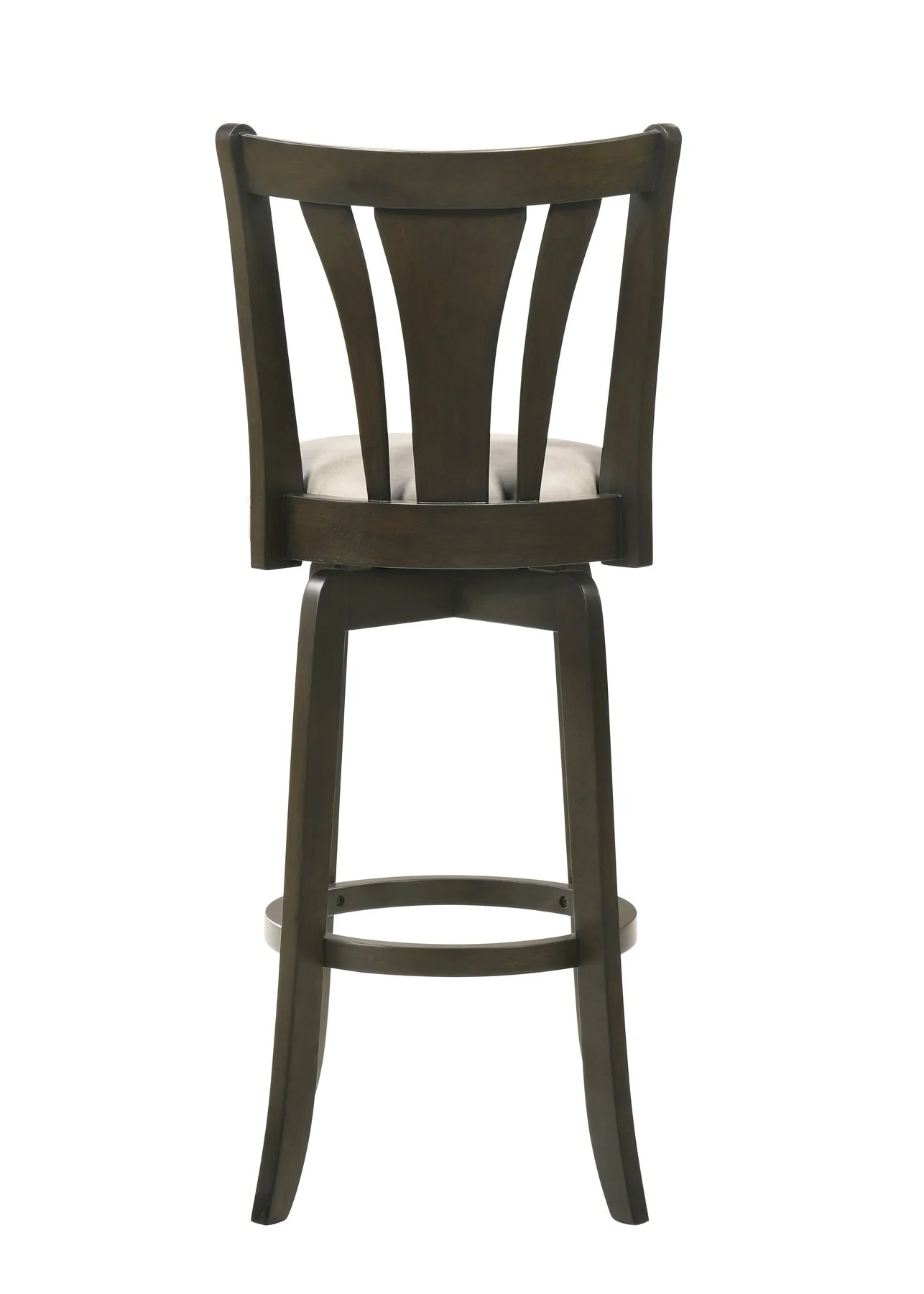 Elle 26 in. Dark Roast Counter Height Rubberwood Swivel Barstool with Grey Fabric Seat - Image 5