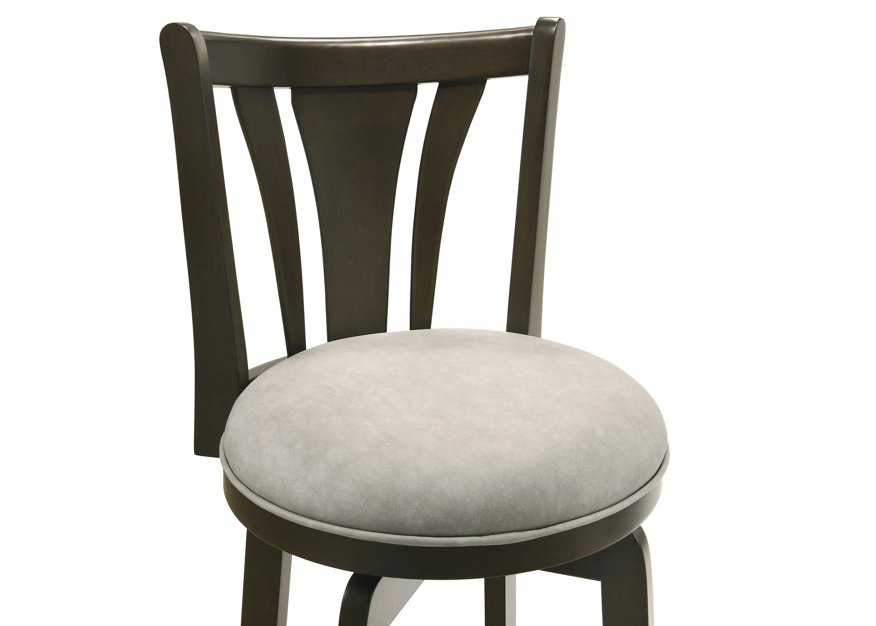 Elle 26 in. Dark Roast Counter Height Rubberwood Swivel Barstool with Grey Fabric Seat - Image 6