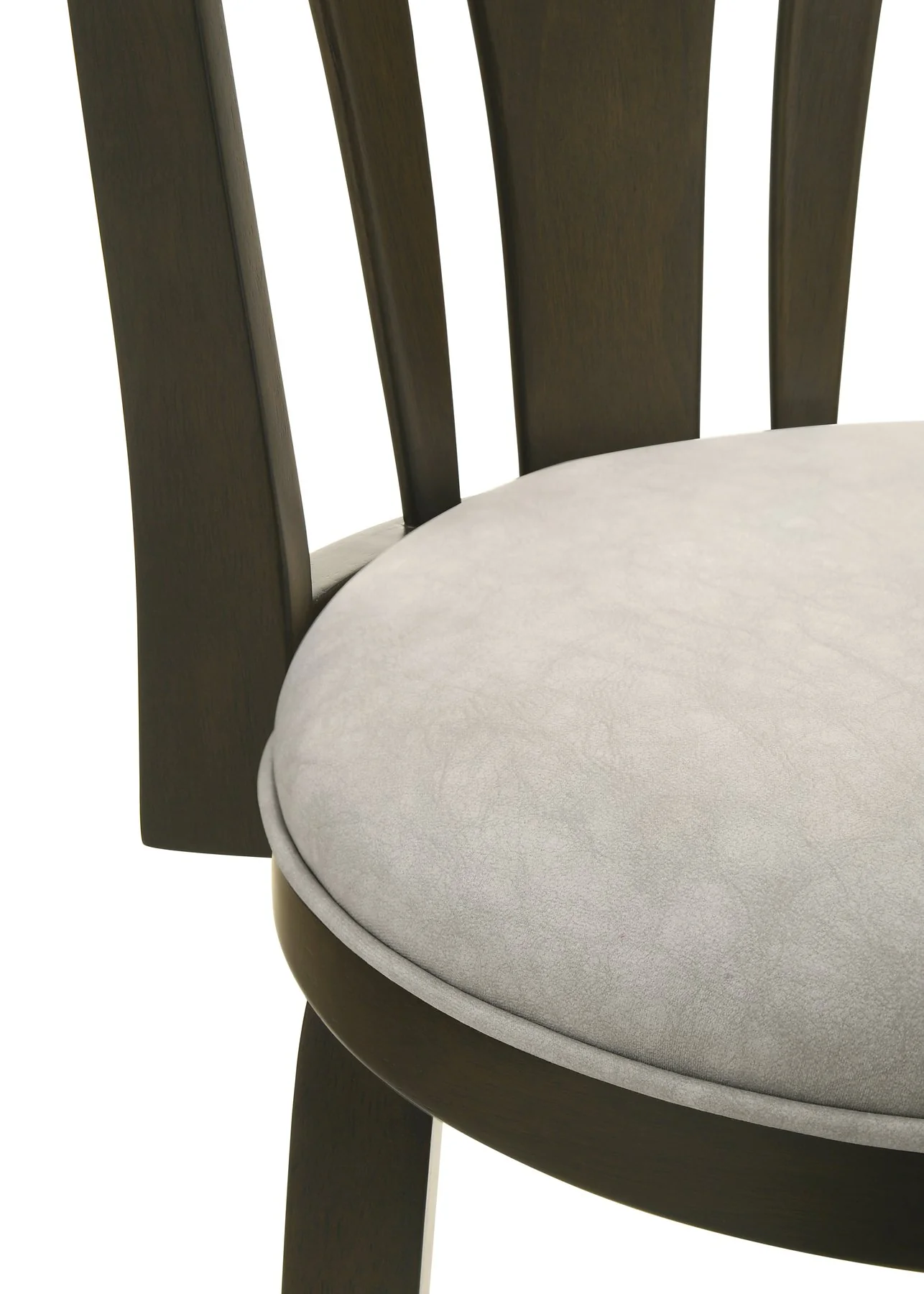 Elle 26 in. Dark Roast Counter Height Rubberwood Swivel Barstool with Grey Fabric Seat - Image 7