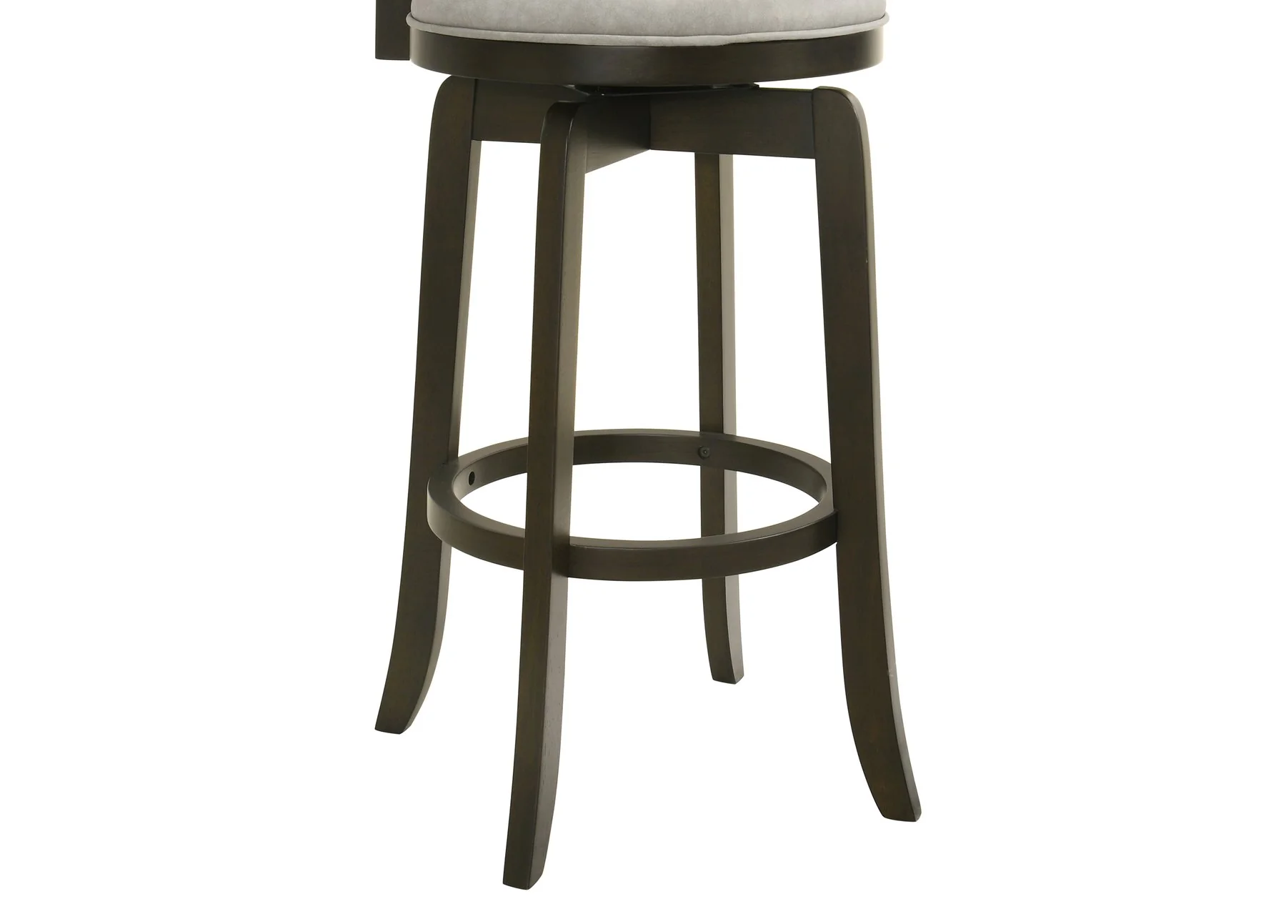 Elle 26 in. Dark Roast Counter Height Rubberwood Swivel Barstool with Grey Fabric Seat - Image 8