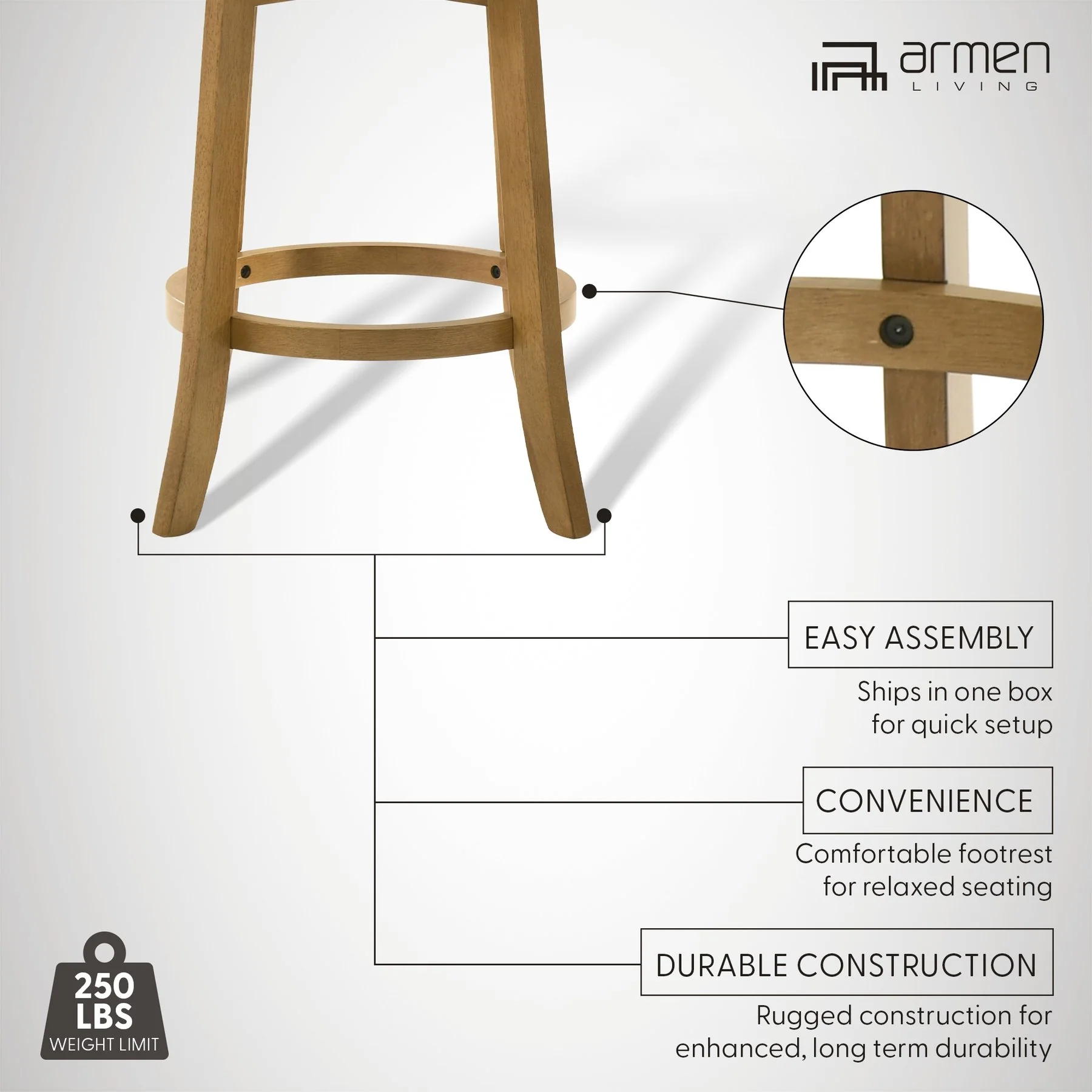 Elle 30 in. Amber Glow Bar Height Rubberwood Swivel Barstool with Ivory Fabric Seat - Image 13