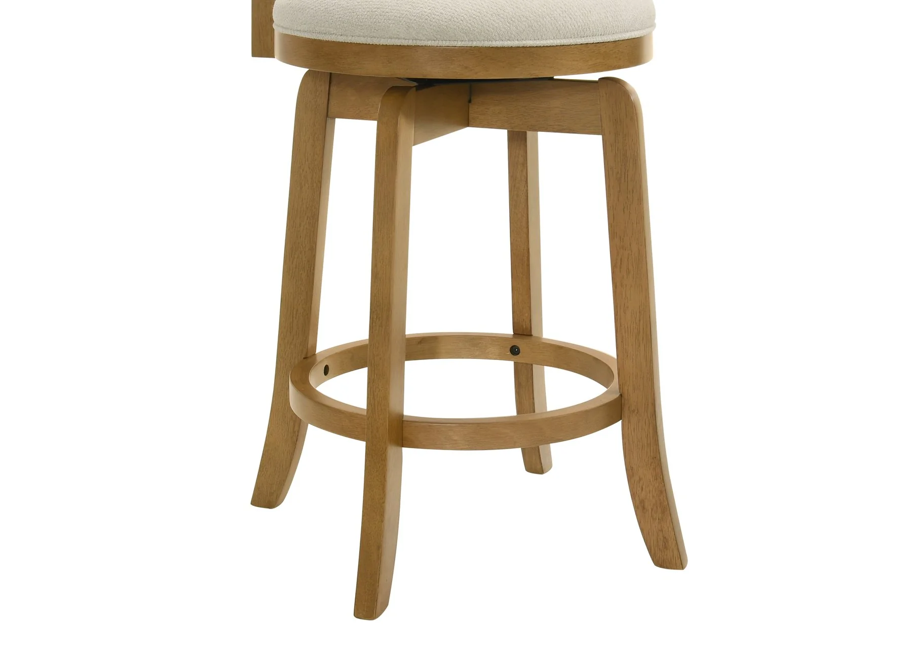 Elle 30 in. Amber Glow Bar Height Rubberwood Swivel Barstool with Ivory Fabric Seat - Image 8