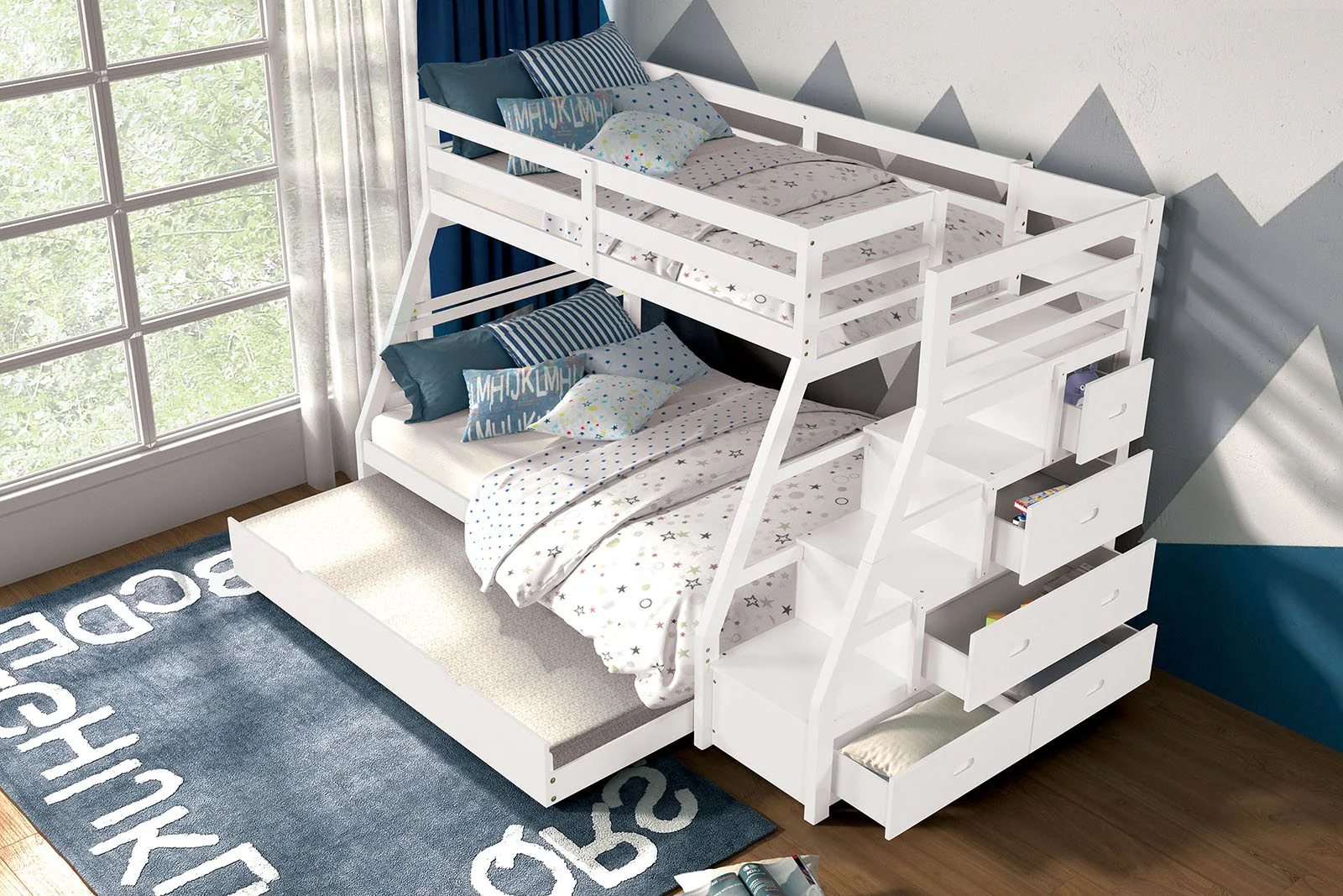 Ellington Twin/Full Bunk Bed+Trundle, White - Image 2