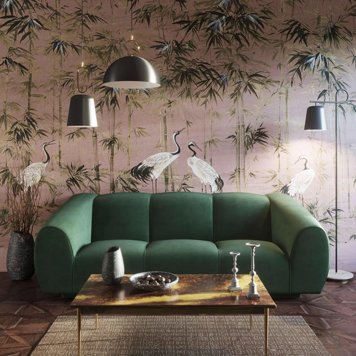 Emmet Forest Green Velvet Sofa - Image 2