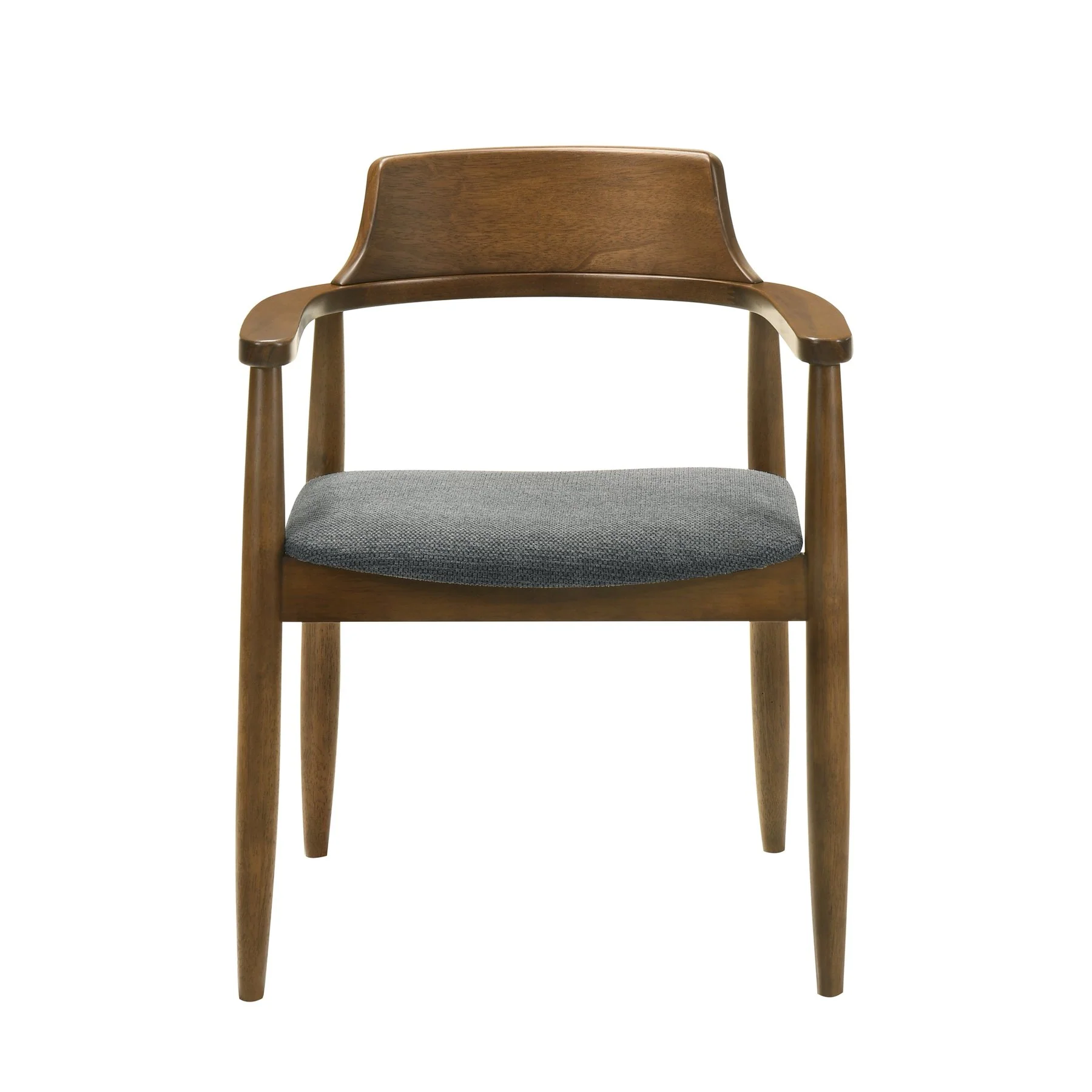 Emorie Mid-Century Modern Charcoal Upholstered Solid Wood Dining Chair in Walnut Finish  - Image 2