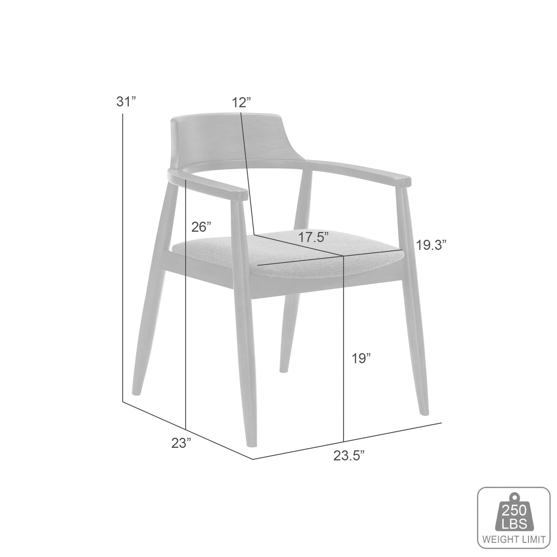 Emorie Mid-Century Modern Charcoal Upholstered Solid Wood Dining Chair in Walnut Finish  - Image 7