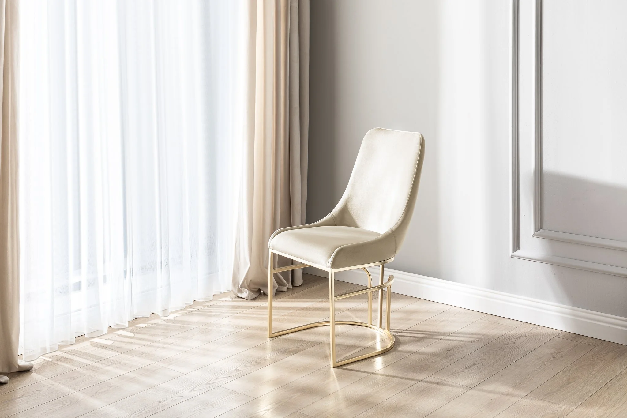 Emrald Gold Legs Beige - 2 Chairs Per Box - Image 3