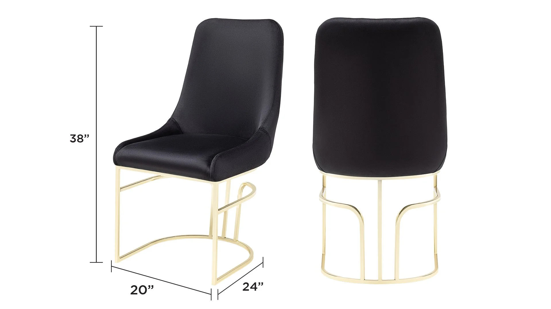 Emrald Gold Legs Black - 2 Chairs Per Box - Image 2