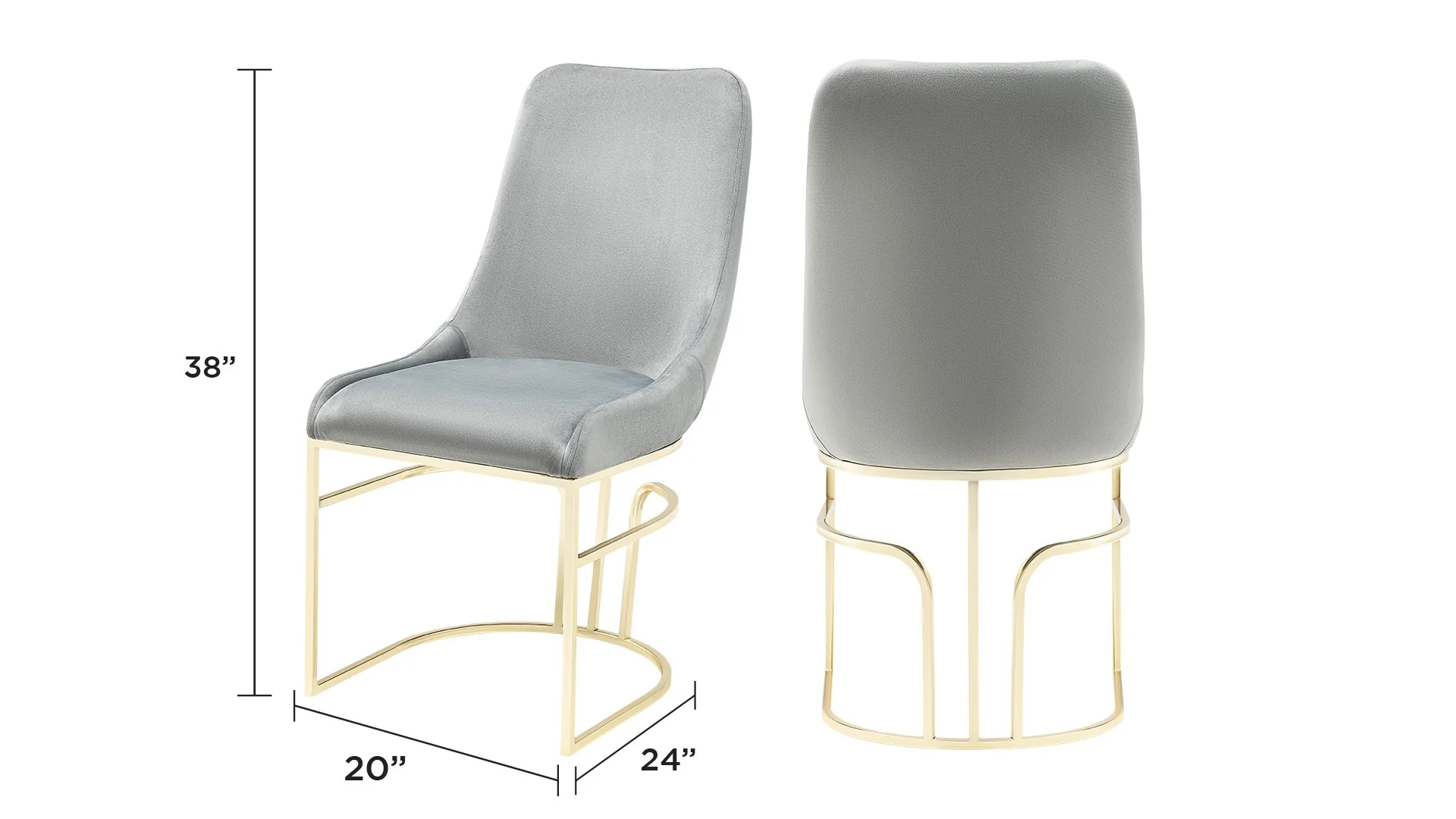 Emrald Gold Legs Gray - 2 Chairs Per Box - Image 2