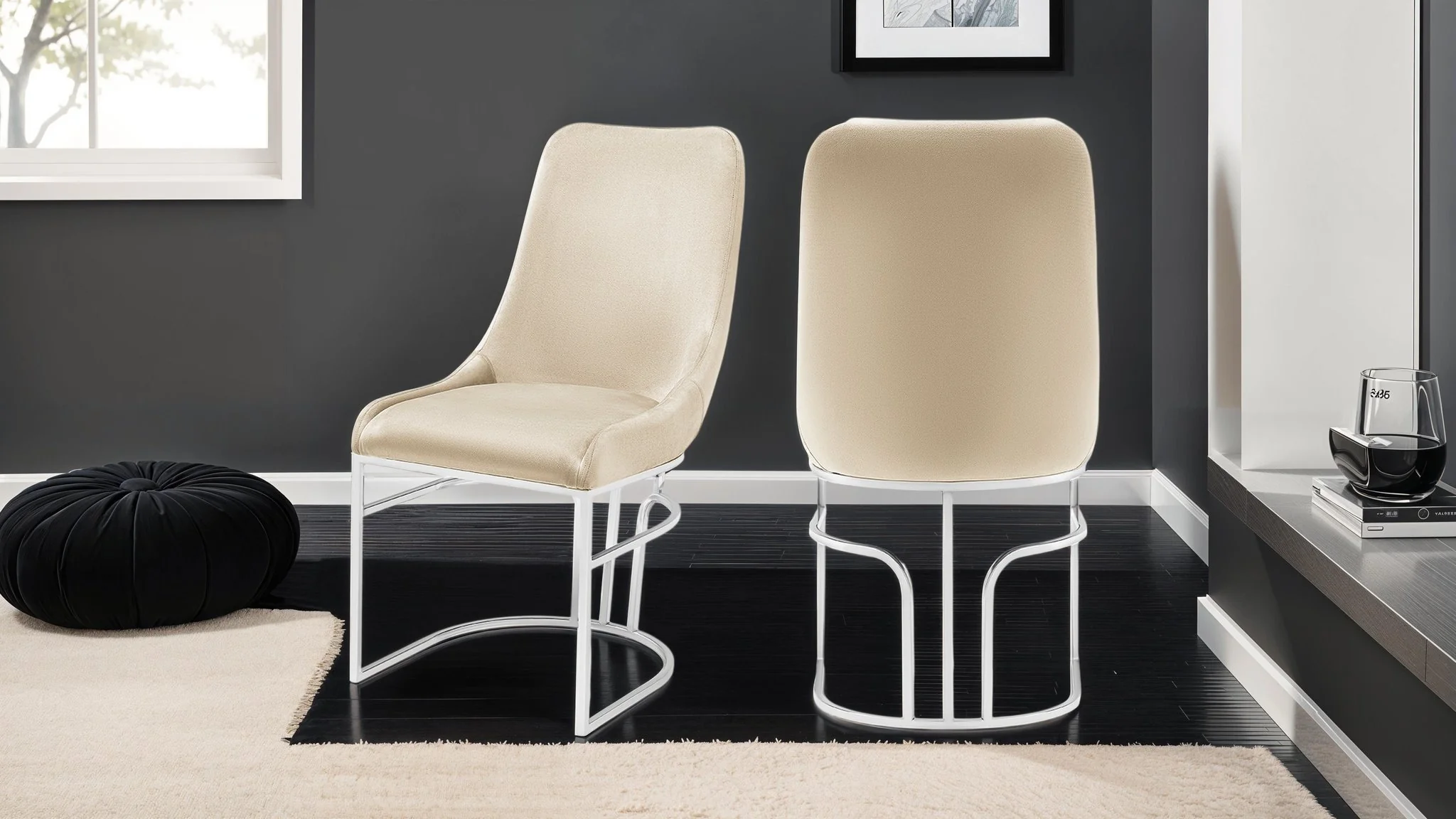 Emrald Steel Legs Beige - 2 Chairs Per Box - Image 3