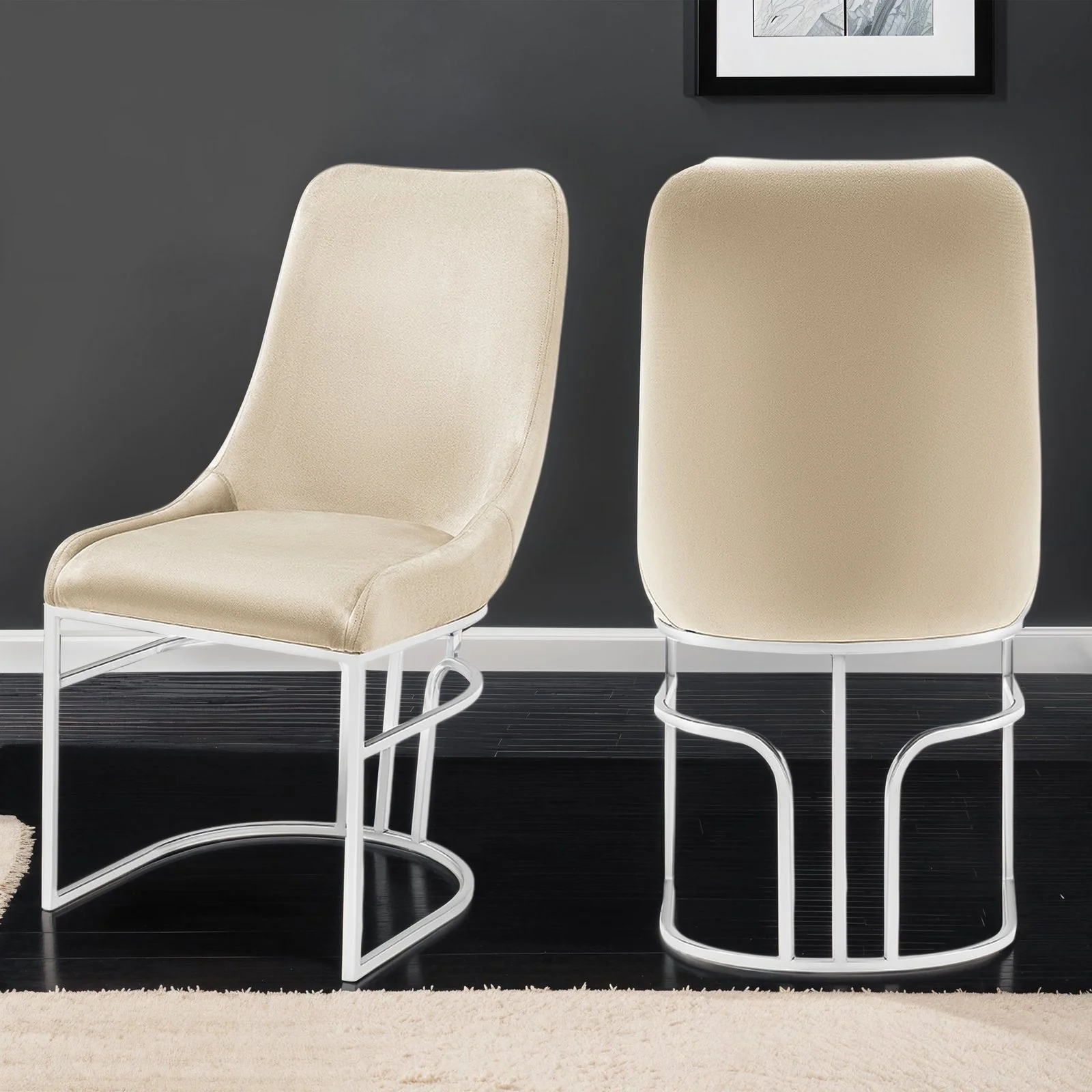 Emrald Steel Legs Beige - 2 Chairs Per Box - Image 9