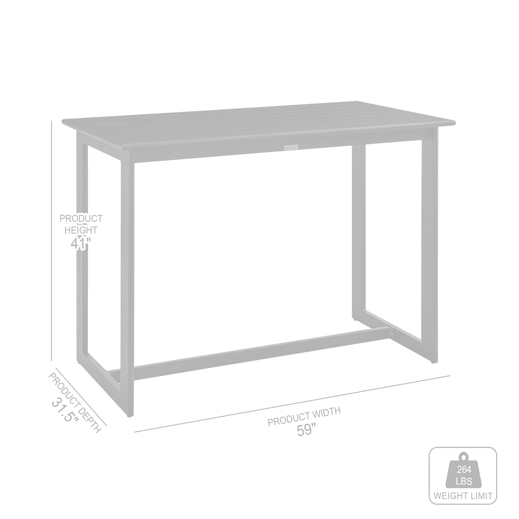 Encinitas Outdoor Patio 5-Piece Bar Table Set in Aluminum with Gray Cushions - Image 10