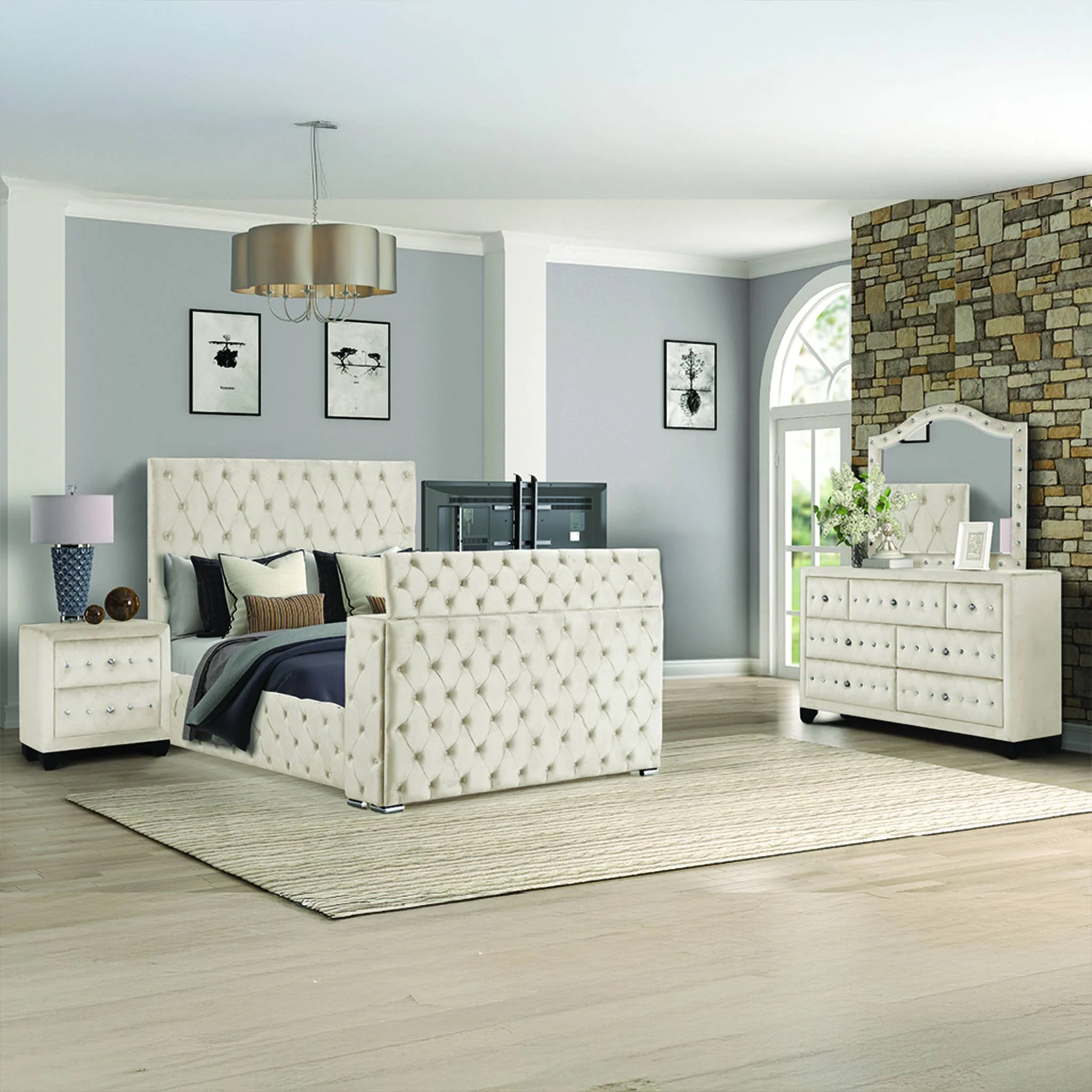 Encore King 4PC Bedroom Set Beige - Image 17