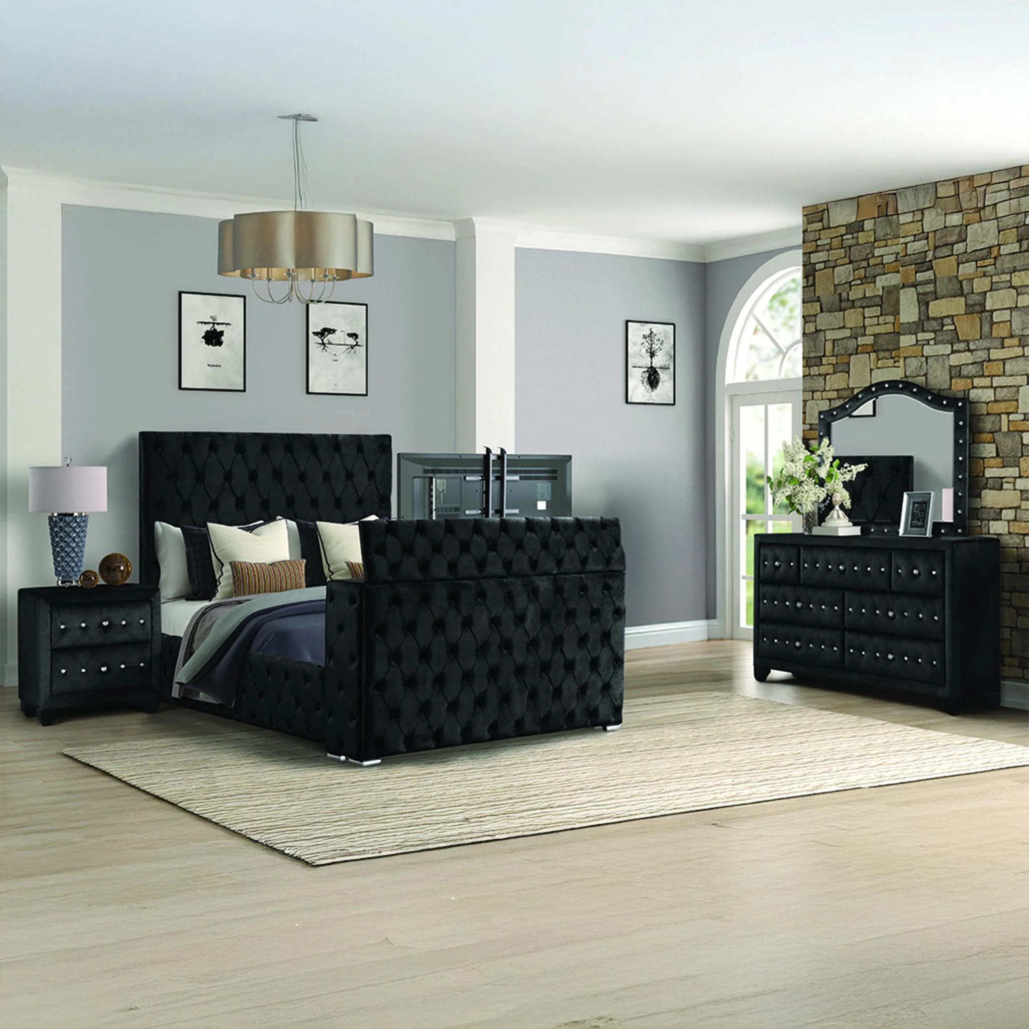 Encore King 4PC Bedroom Set Black - Image 17