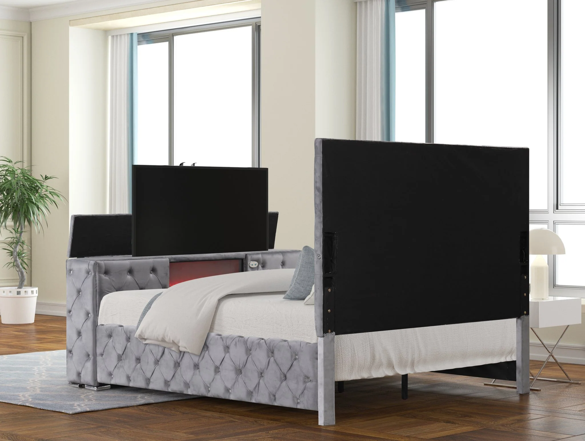 Encore King 4PC Vanity Bedroom Set Gray - Image 5