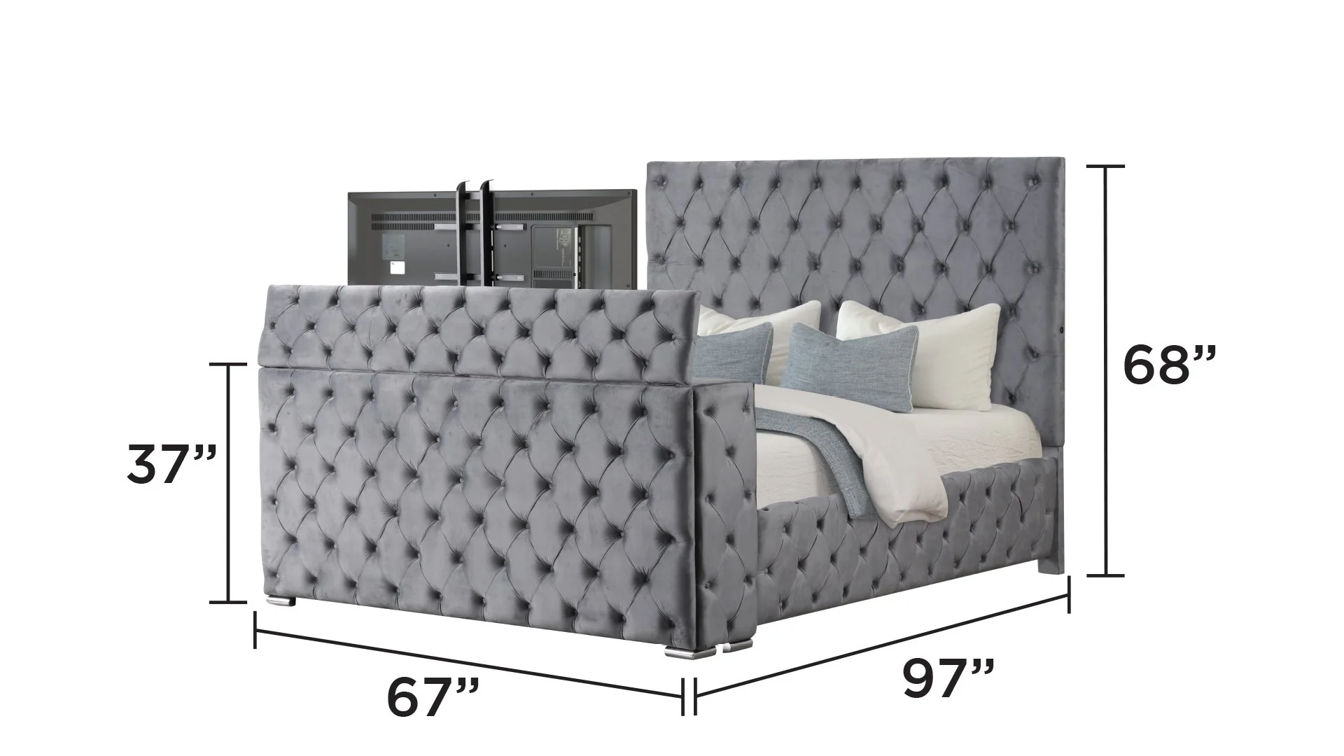 Encore Queen 4PC Vanity Bedroom Set Gray - Image 3