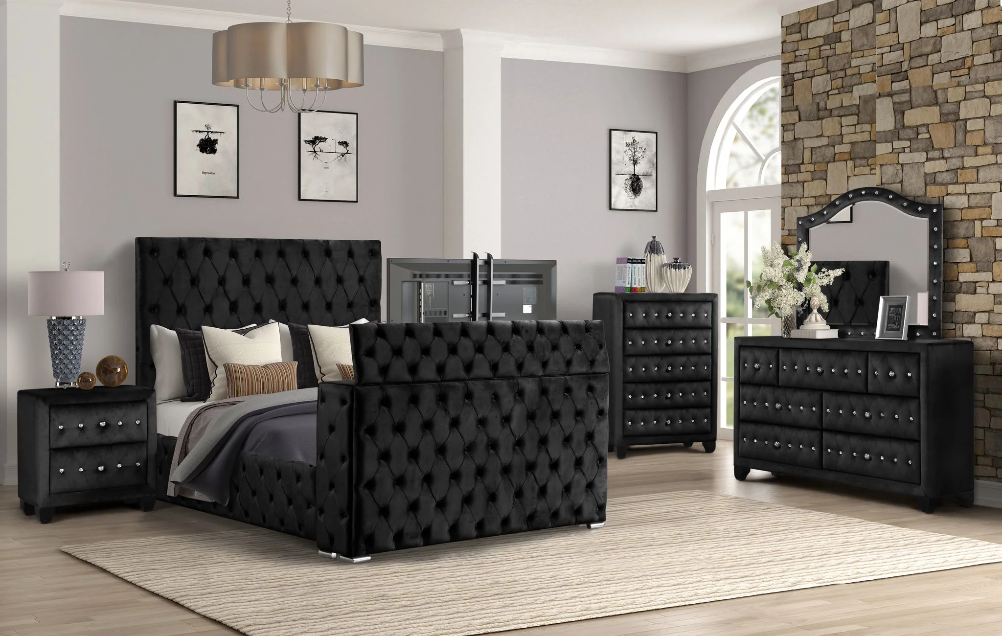 Encore Queen 5PC Bedroom Set Black - Image 20