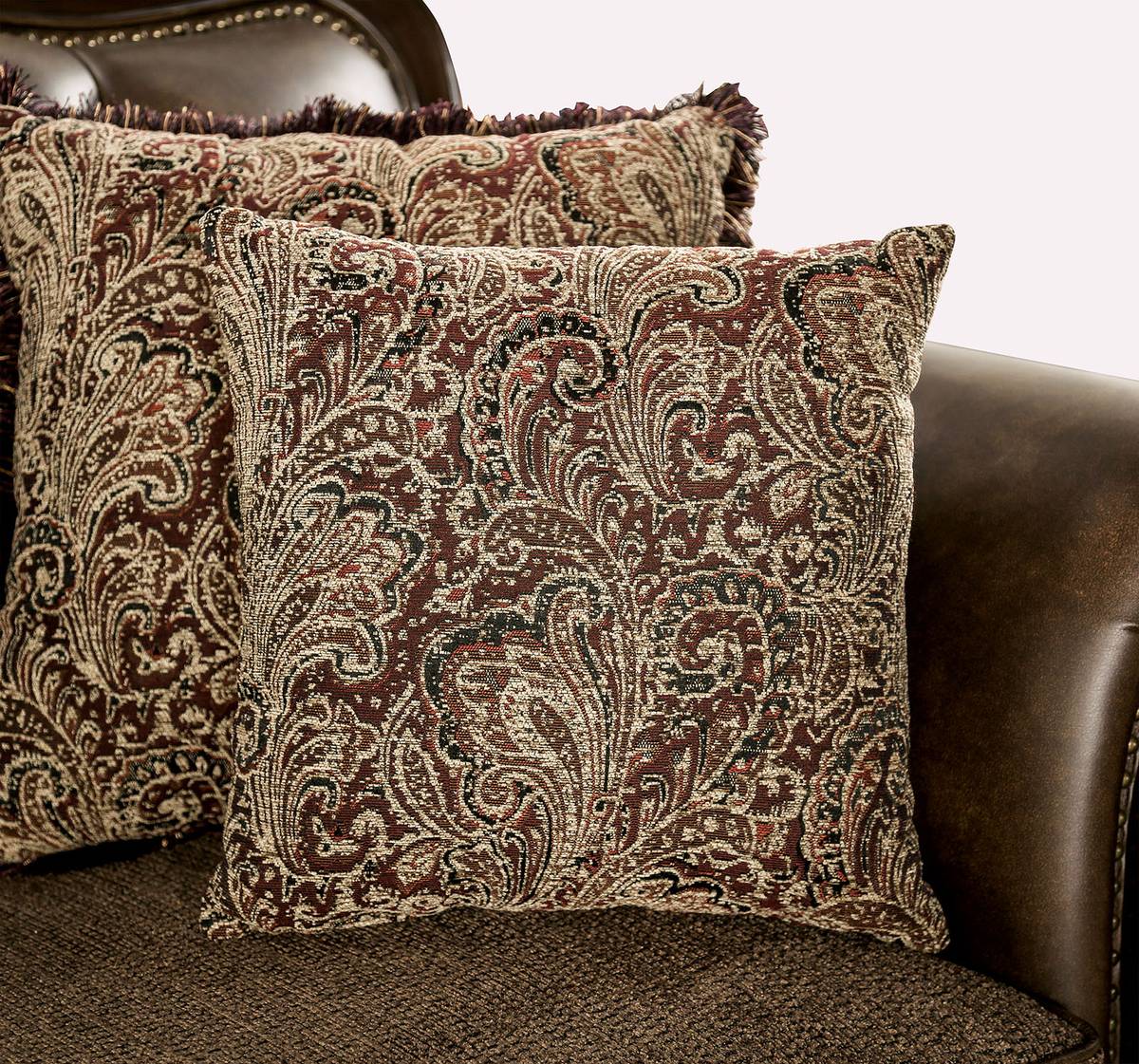 Ensenada Sofa, Dark Cherry/Brown - Image 6