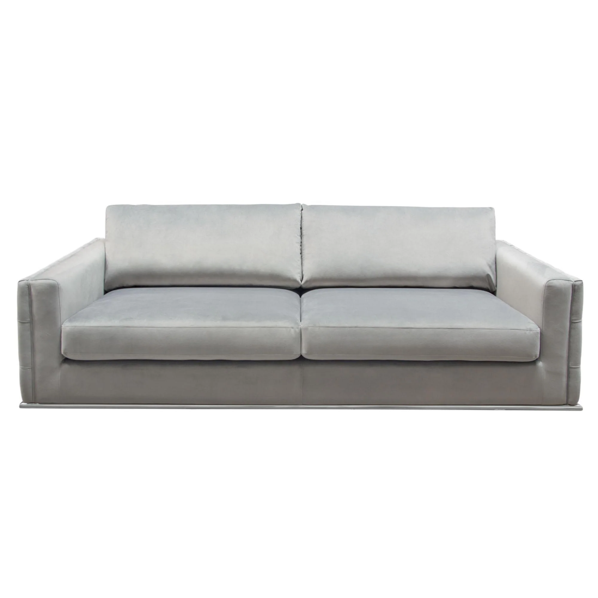 Envy Sofa in Platinum Grey Velvet with Tufted Outside Detail and Silver Metal Trim by Diamond Sofa - Image 2