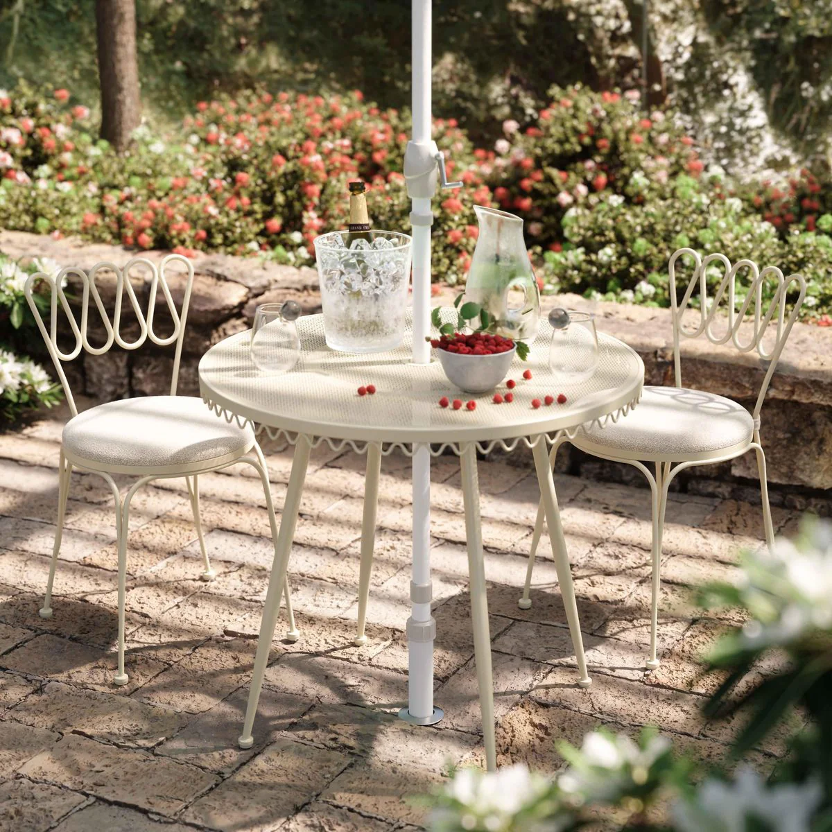 Erica Cream Wrought Iron Outdoor Cafe Table - Image 2
