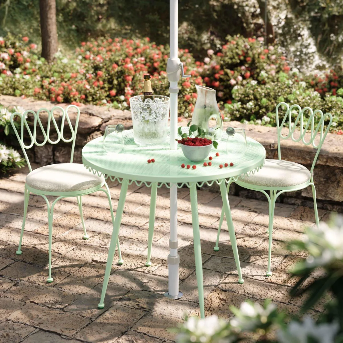 Erica Mint Green Wrought Iron Outdoor Chair - Image 2
