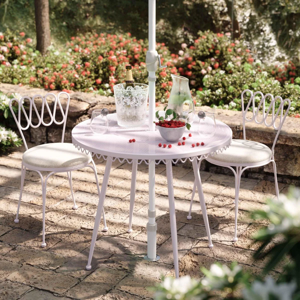Erica Pink Wrought Iron Outdoor Cafe Table - Image 2