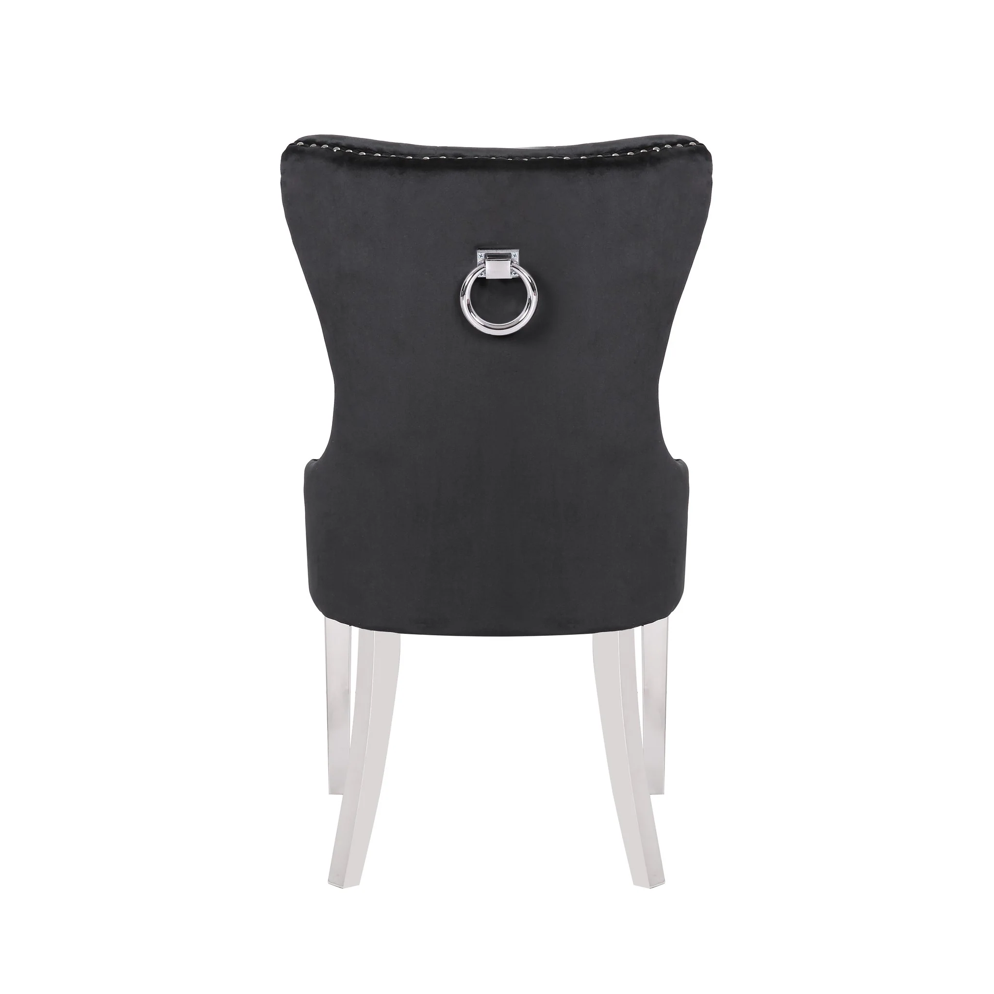 Erica Stainless Steel Legs Chair Finish with Velvet Fabric in Black - Image 3