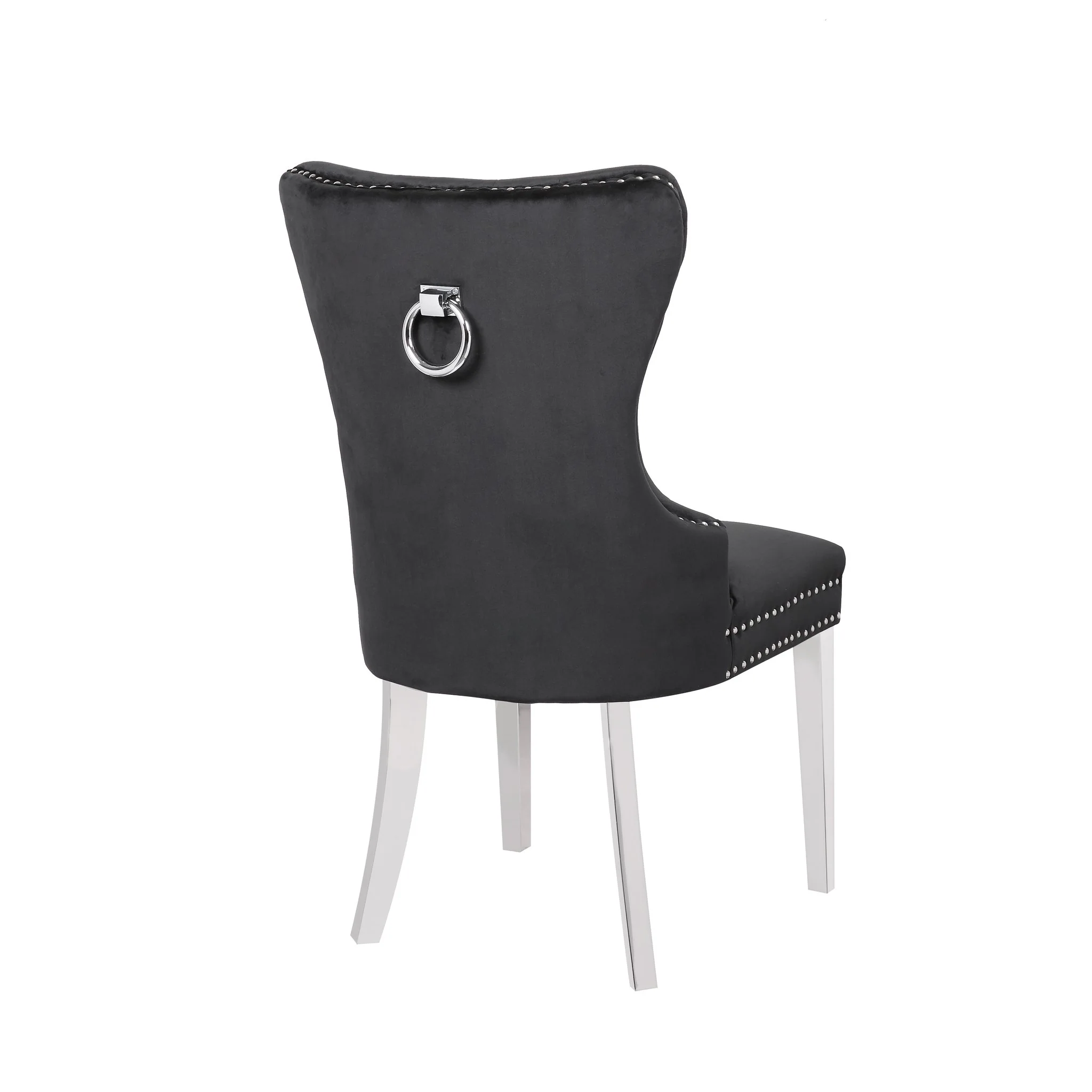 Erica Stainless Steel Legs Chair Finish with Velvet Fabric in Black - Image 4