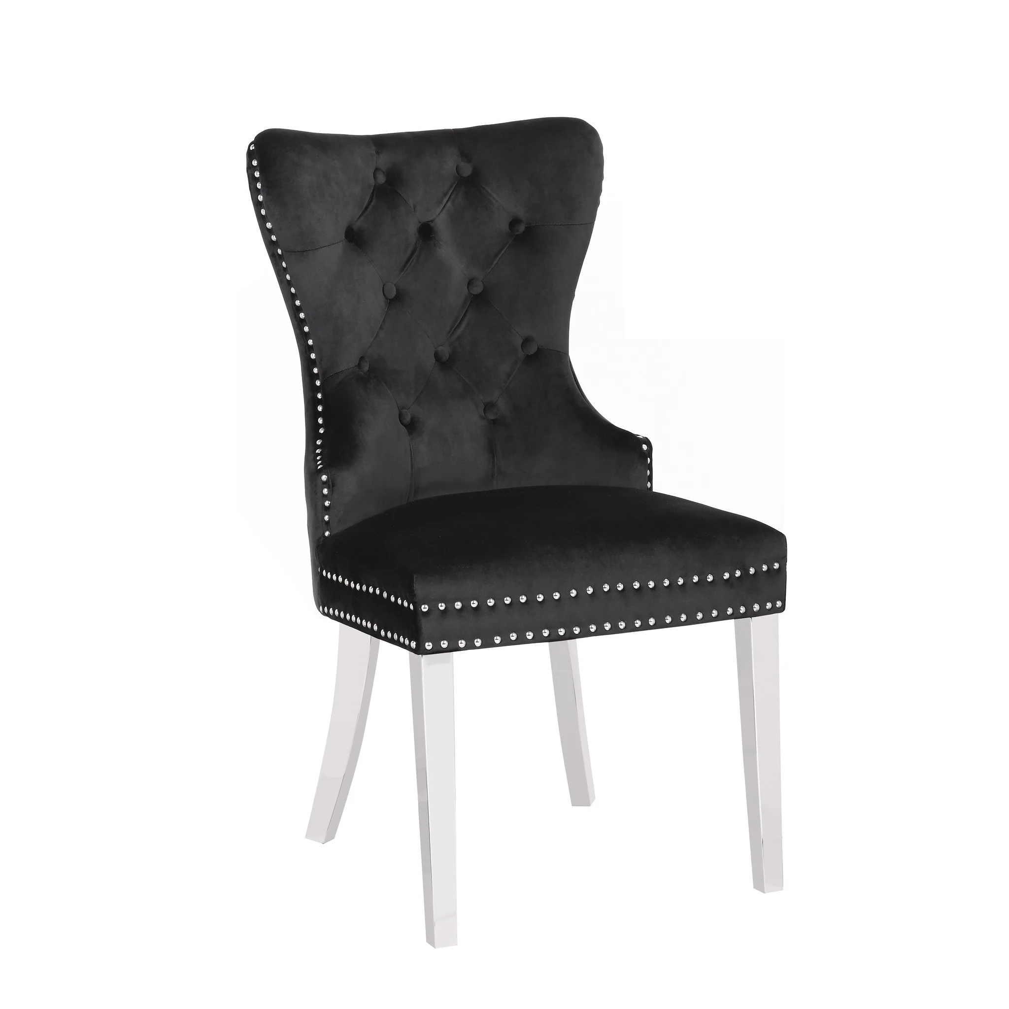 Erica Stainless Steel Legs Chair Finish with Velvet Fabric in Black - Image 6