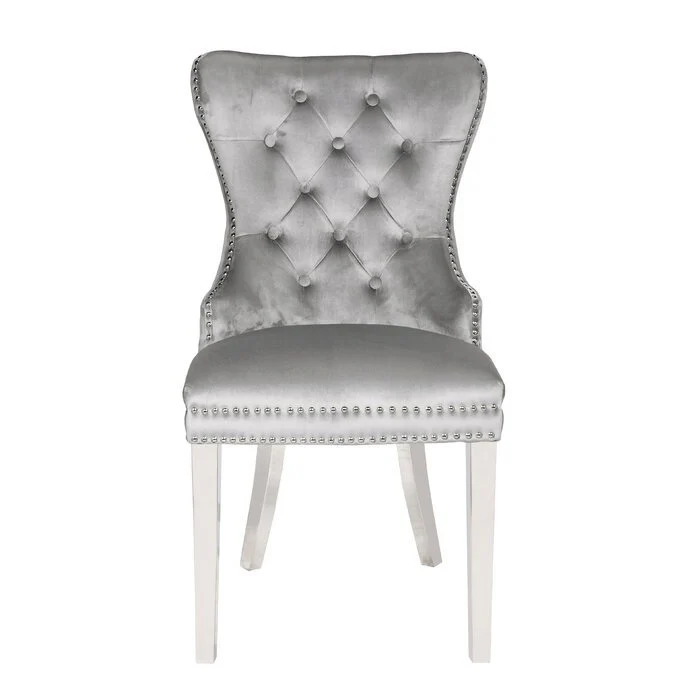 Erica Stainless Steel Legs Chair Finish with Velvet Fabric in Light Gray - Image 6