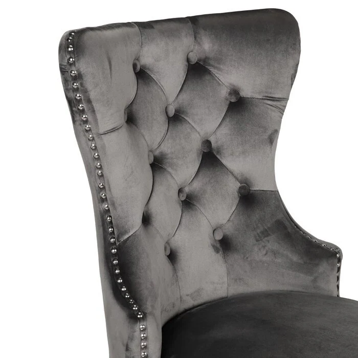 Erica Stainless Steel Legs Chair Finish with Velvet Fabric ins Dark Gray - Image 3