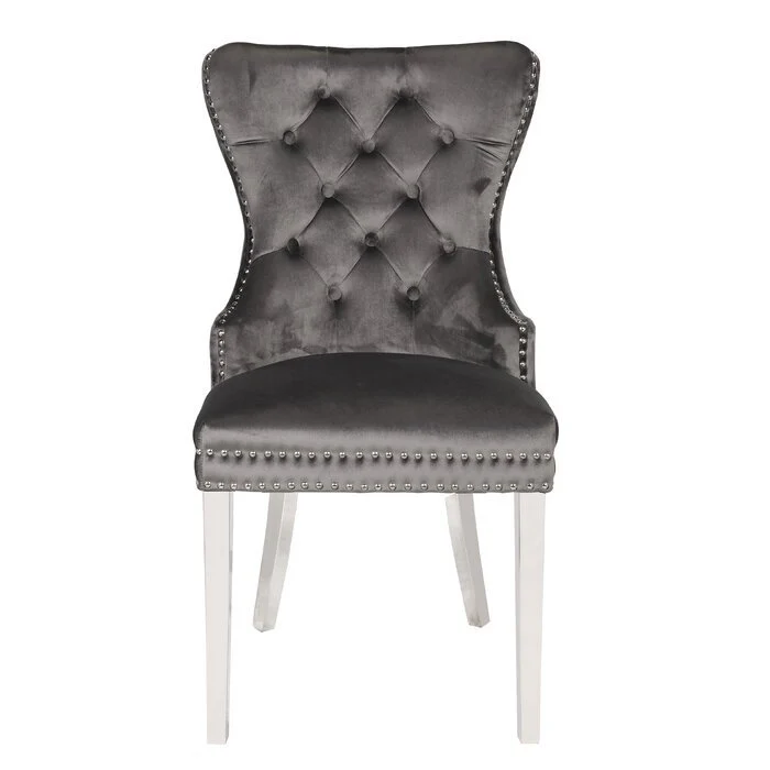 Erica Stainless Steel Legs Chair Finish with Velvet Fabric ins Dark Gray - Image 5
