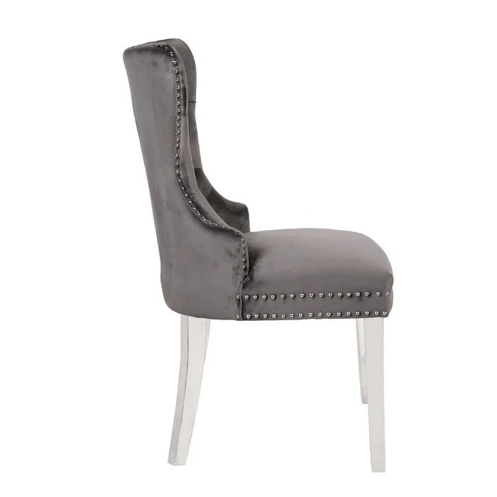 Erica Stainless Steel Legs Chair Finish with Velvet Fabric ins Dark Gray - Image 7