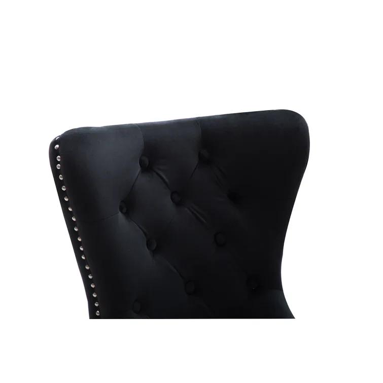 Erica Wood Legs Chair Finish with Velvet Fabric in  Black - Image 4